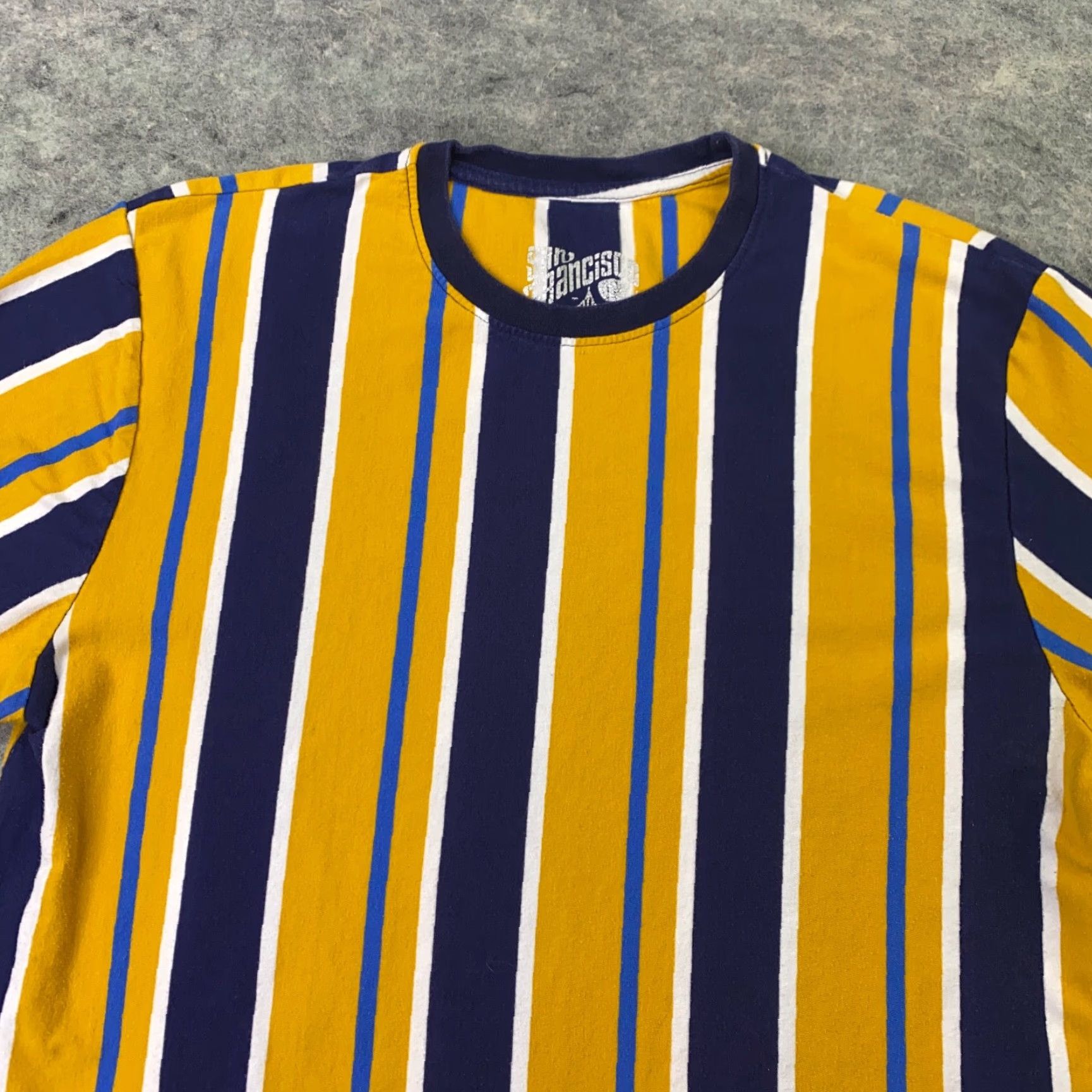 Vintage San Francisco Work Shirt Slim Fit Mens Large Yellow Striped T-Shirt Size US L / EU 52-54 / 3 - 2 Thumbnail
