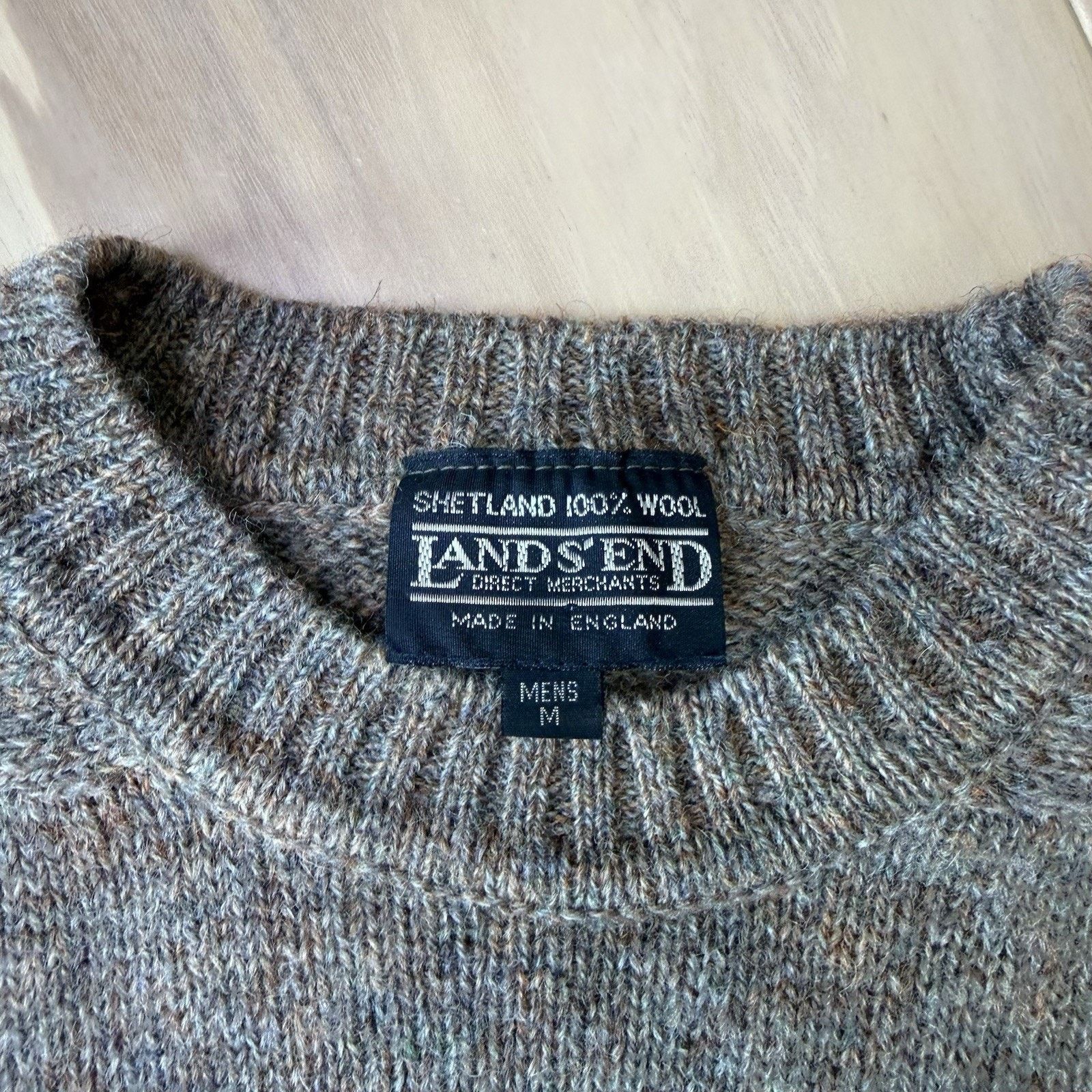Lands' End Vintage Lands Row Cable Knit Wool Sweater M Brown Shetland Size US M / EU 48-50 / 2 - 7 Thumbnail