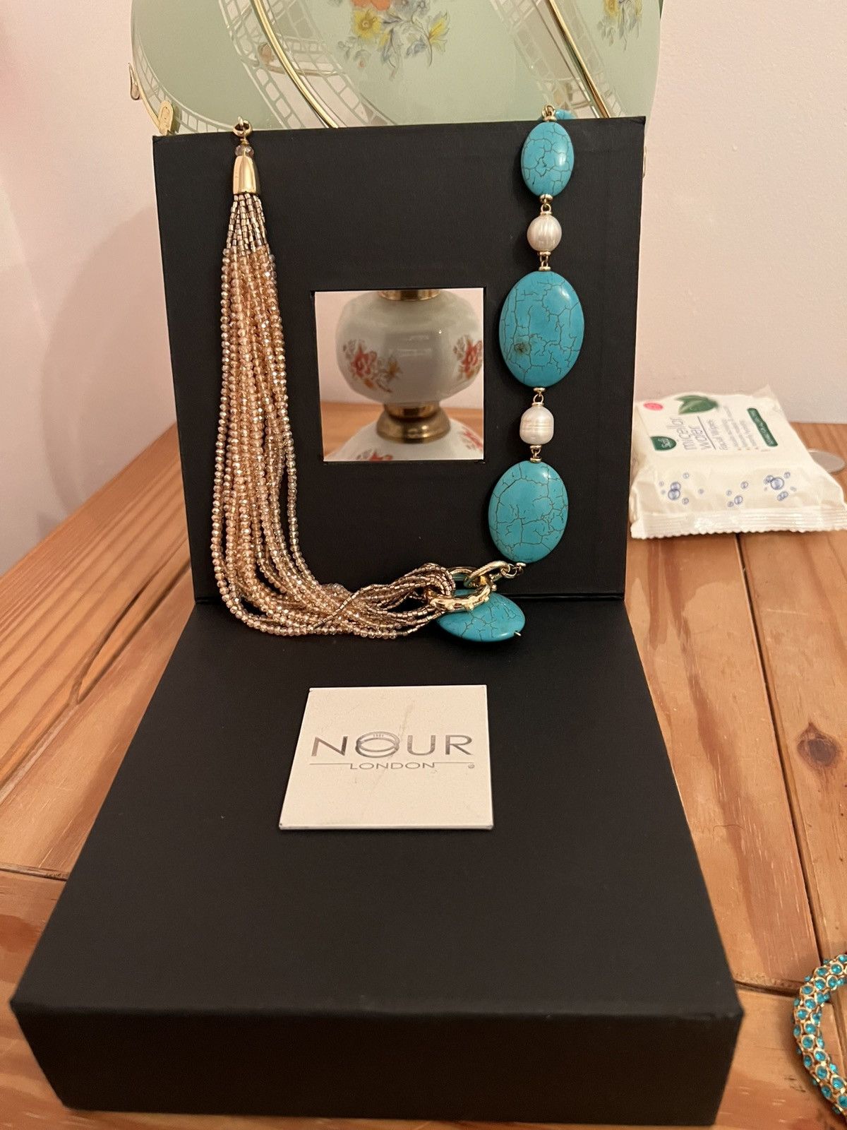 Vintage Turquoise pearl and charm Nour London Necklace Size ONE SIZE - 6 Thumbnail