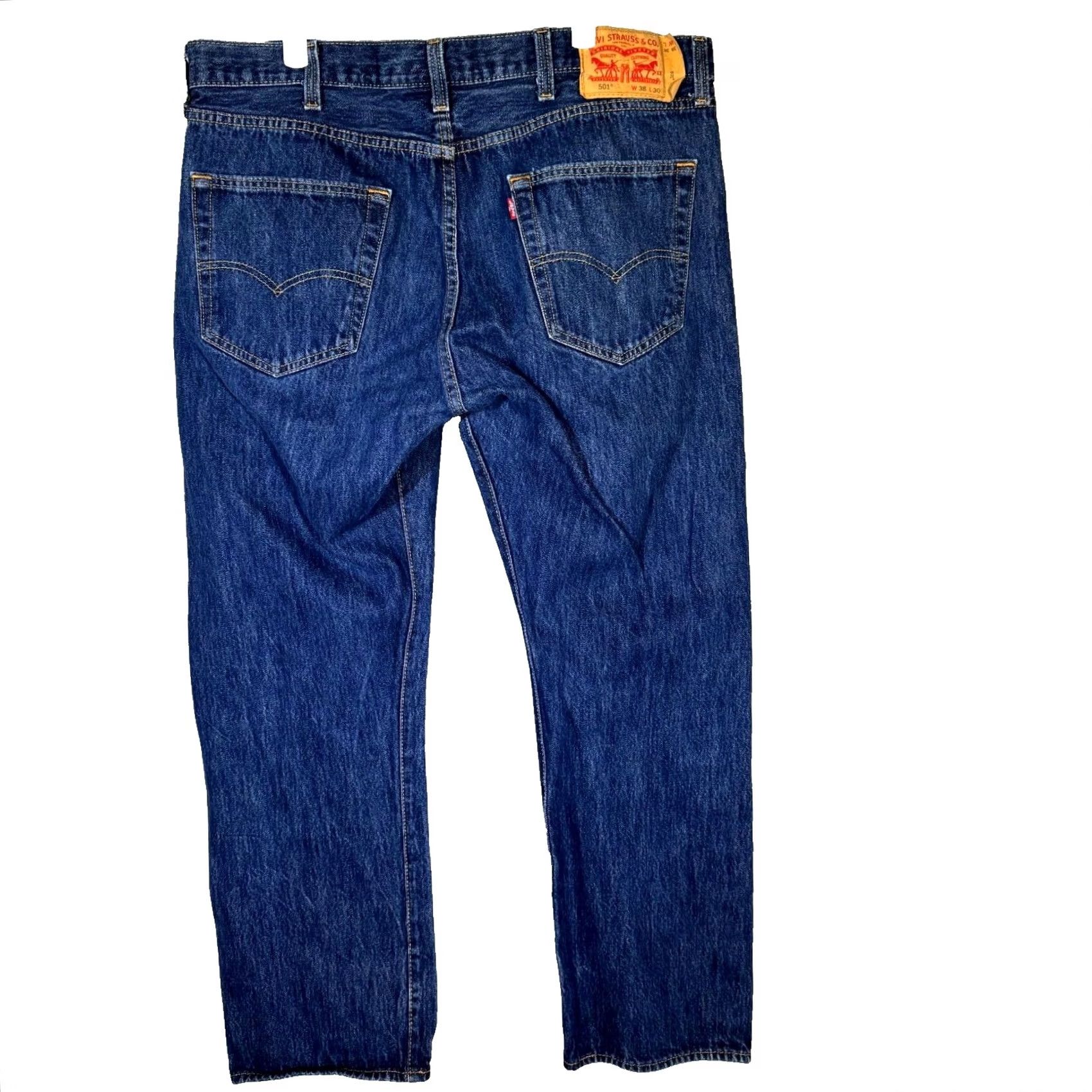 Levi's Levi’s 501 Jeans Men’s 38x30 Blue Denim Button Fly Mid-Rise Straight Leg Shirt? Size US 38 / EU 54 - 2 Thumbnail