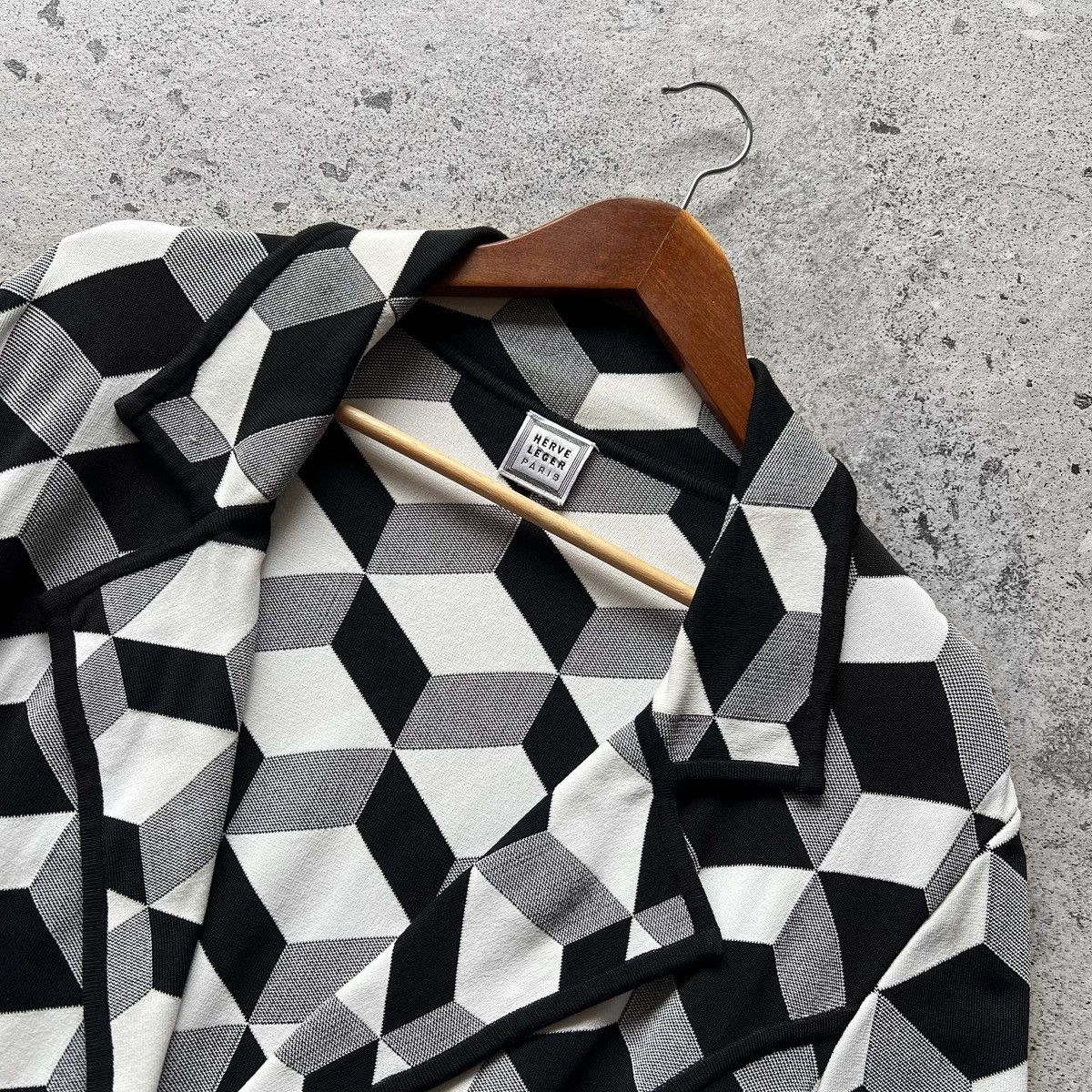 Herve Leger × Vintage Herve Leger Paris Rare Vintage Luxury 3D Geometric Blazer Size S / US 4 / IT 40 - 5 Thumbnail