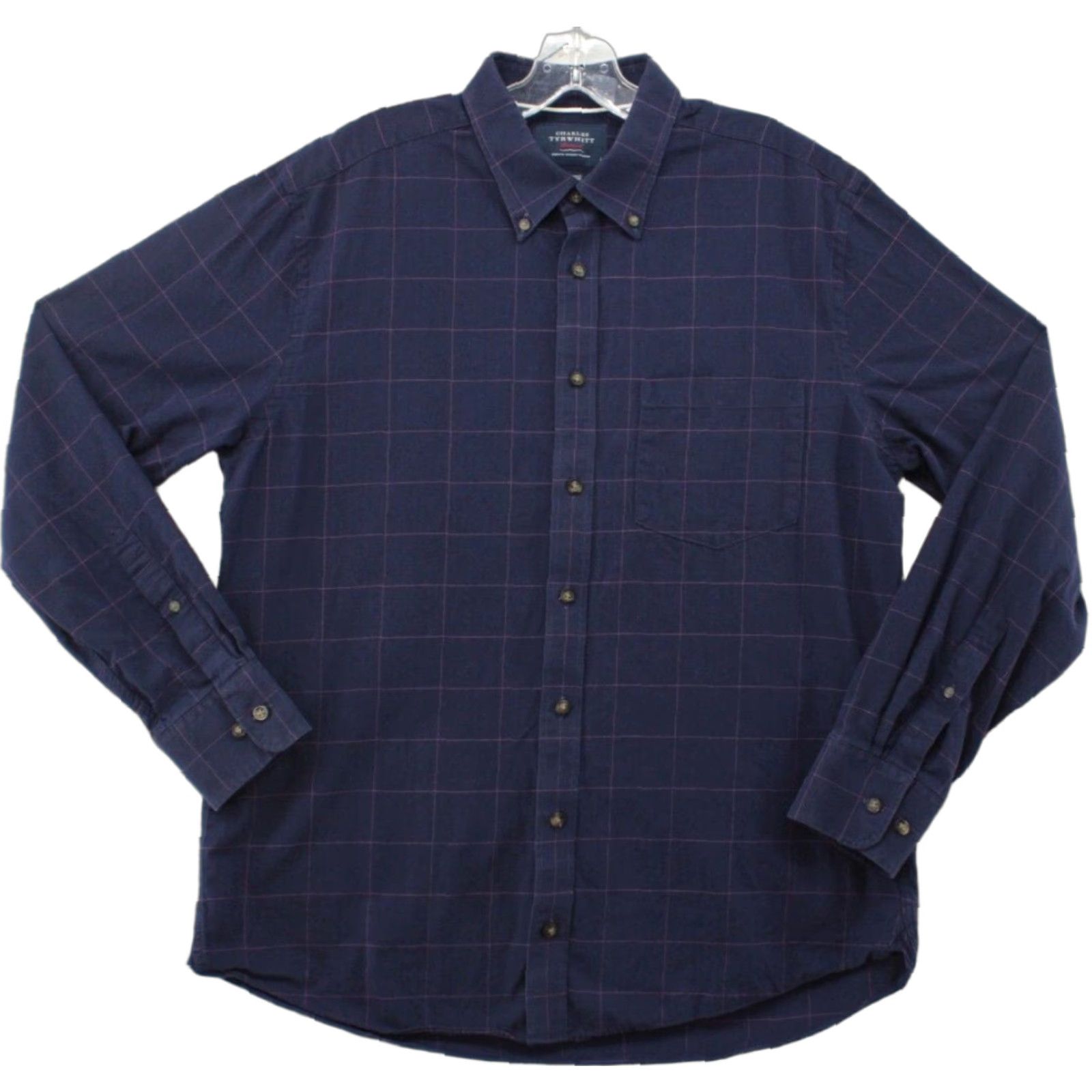 Charles Tyrwhitt VINTAGE Charles Tyrwhitt Weekend Shirt Men L Purple Windowpane Plaid Slim Fit Long Sleeve Size US L / EU 52-54 / 3 - 1 Thumbnail