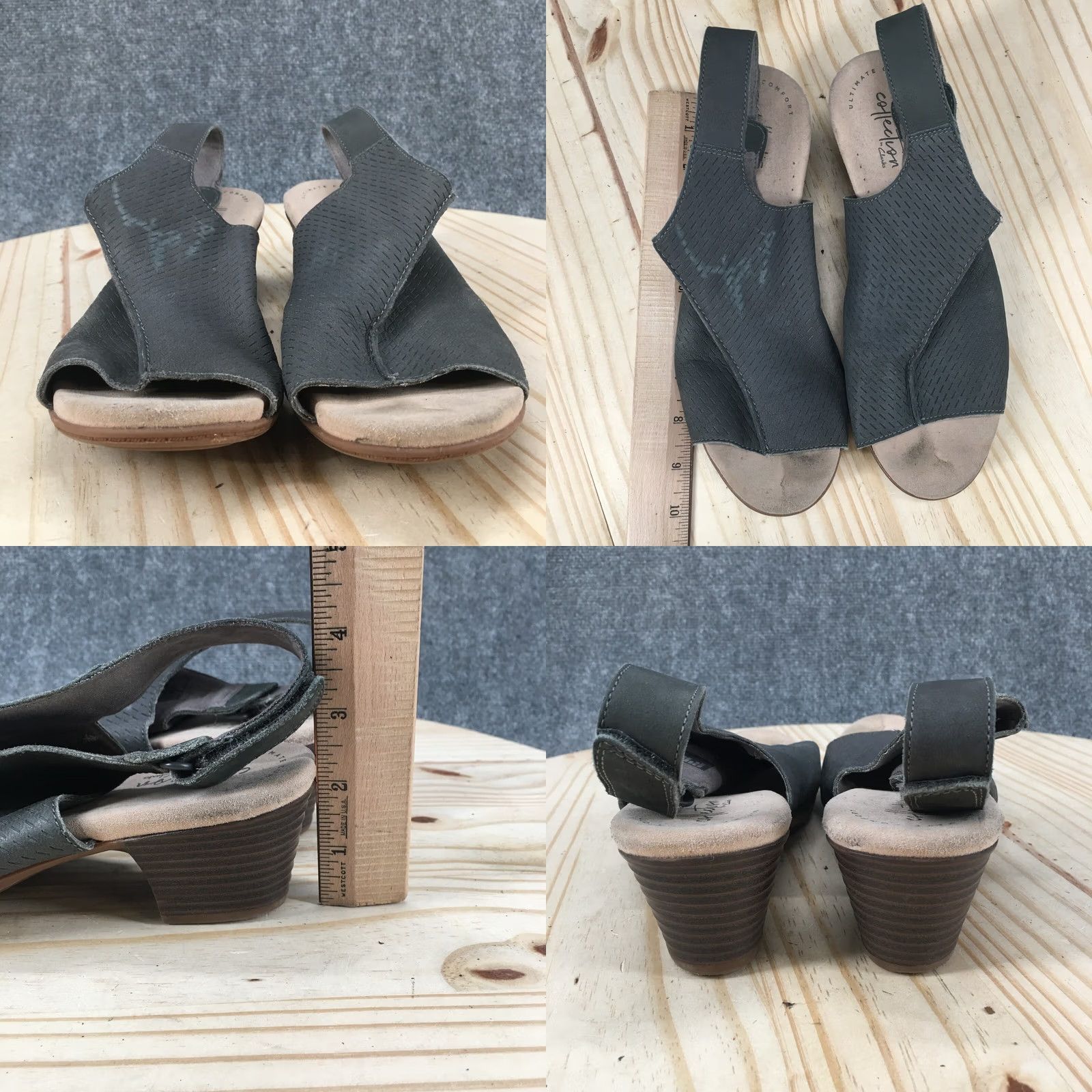 Clarks Clarks Slingback Womens Gray Sandals Valerie James Peep Toe Block Heels Size US 8 / IT 38 - 8 Thumbnail