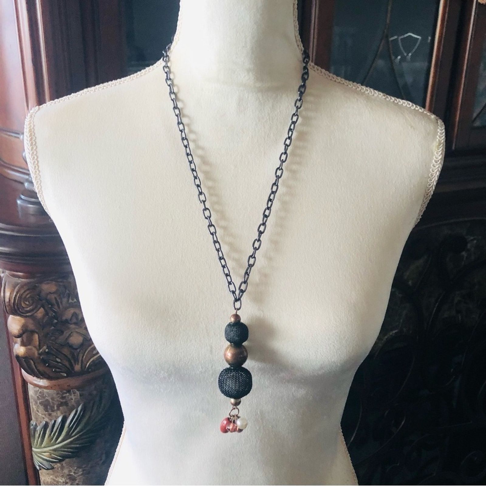 Handmade Handcrafted repurpose black gunmetal chain necklace Size ONE SIZE - 5 Thumbnail