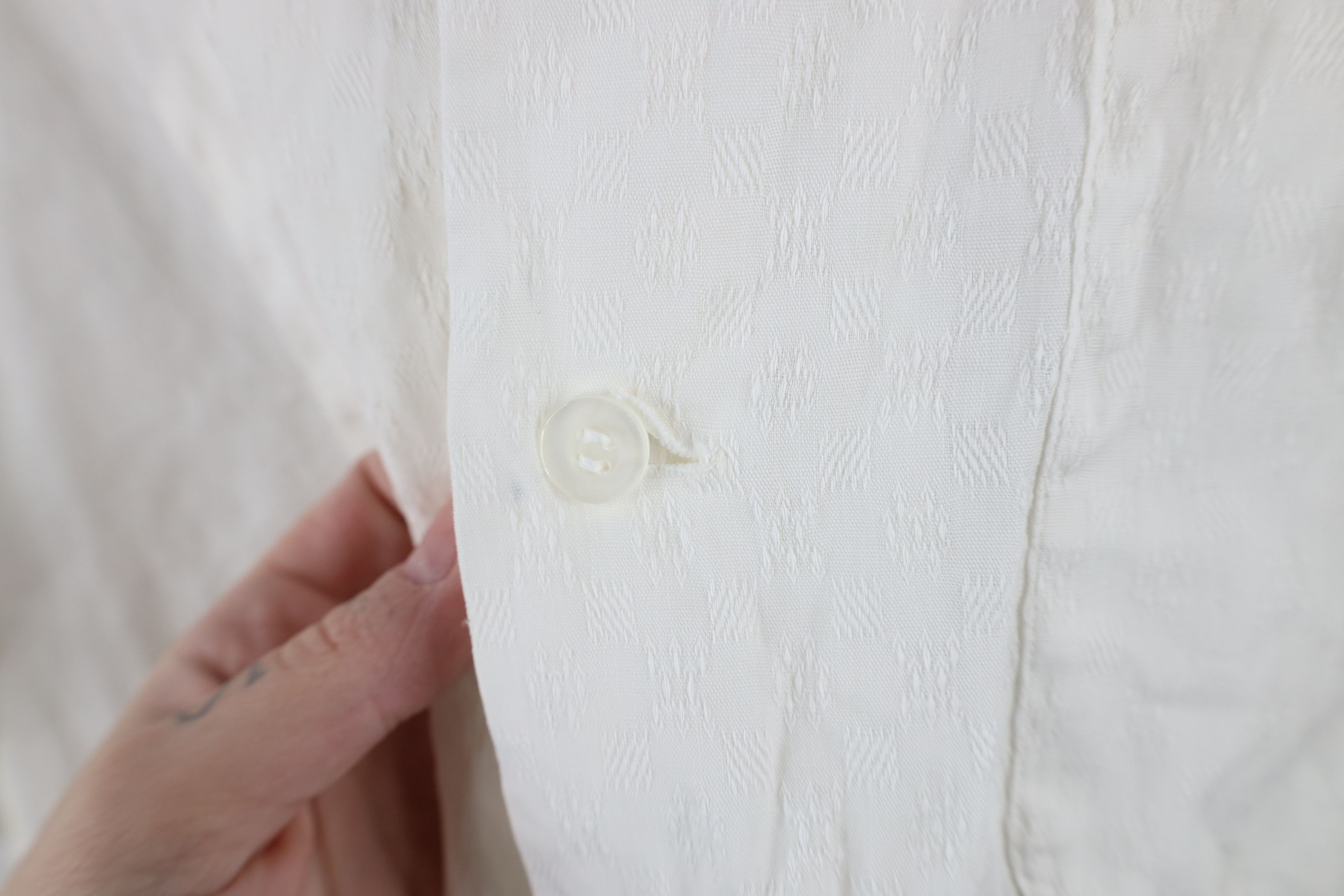 Vintage Vintage 50s Short Sleeve Band Collar Button Shirt USA Size US XL / EU 56 / 4 - 9 Thumbnail