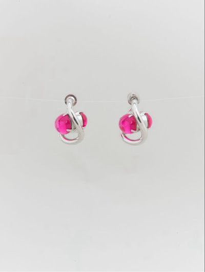 Marni o1w1db10125 Size:OS/ Twisted-Hoop Earrings in Silver/Pink Size ONE SIZE - 1 Thumbnail
