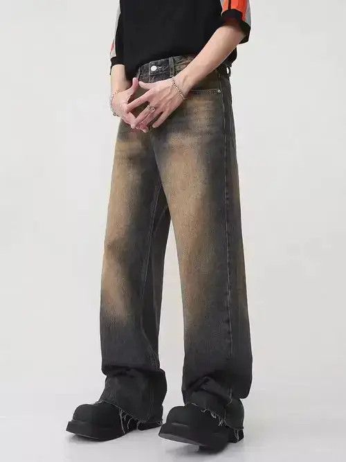 Japanese Brand × Jean Retro distressed straight-leg wide-leg jeans Size US 32 / EU 48 - 4 Thumbnail