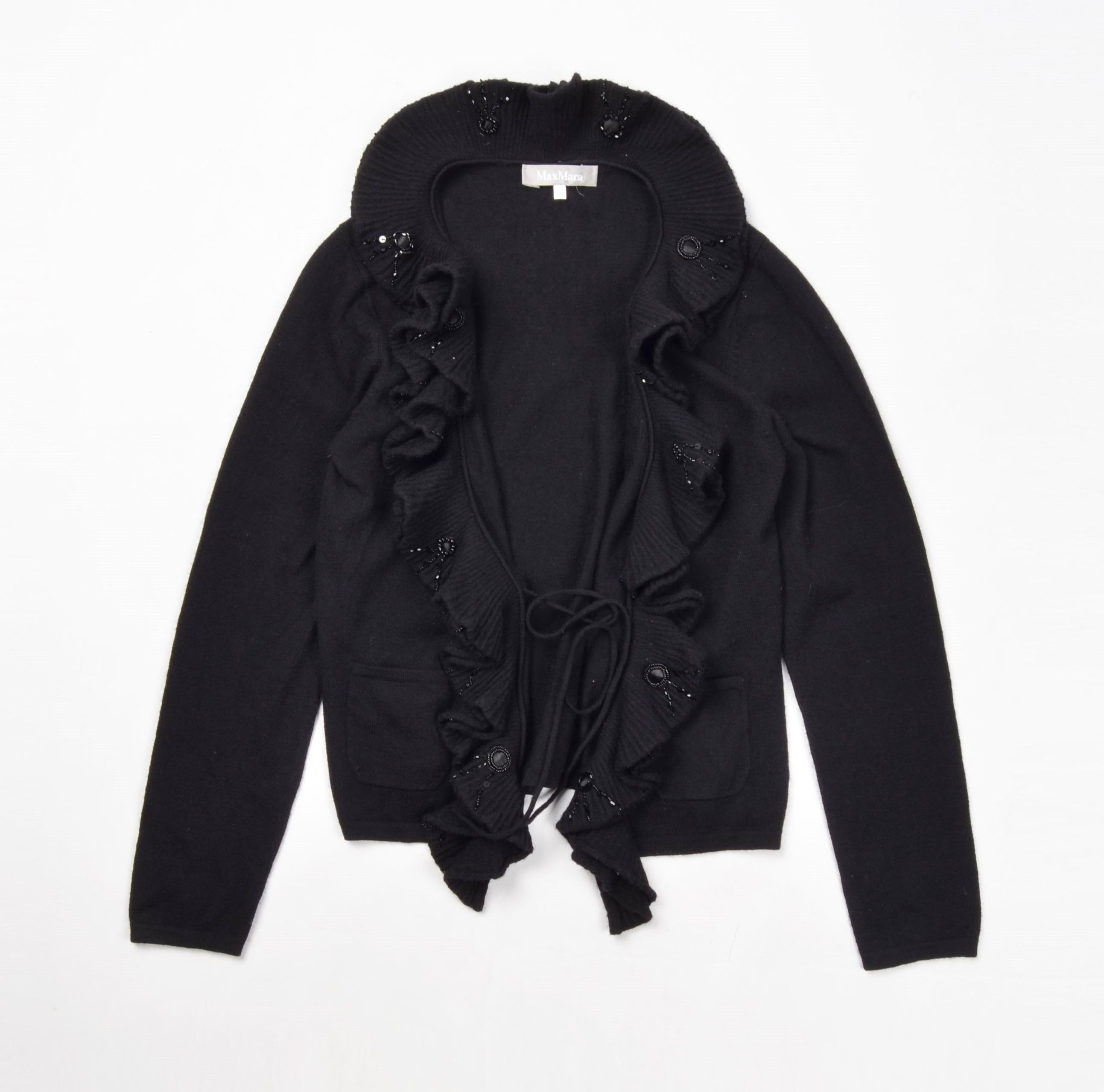 Max Mara Max Mara Vintage Y2K Glam Beaded Wool Black Cardigan Size M / US 6-8 / IT 42-44 - 1 Thumbnail
