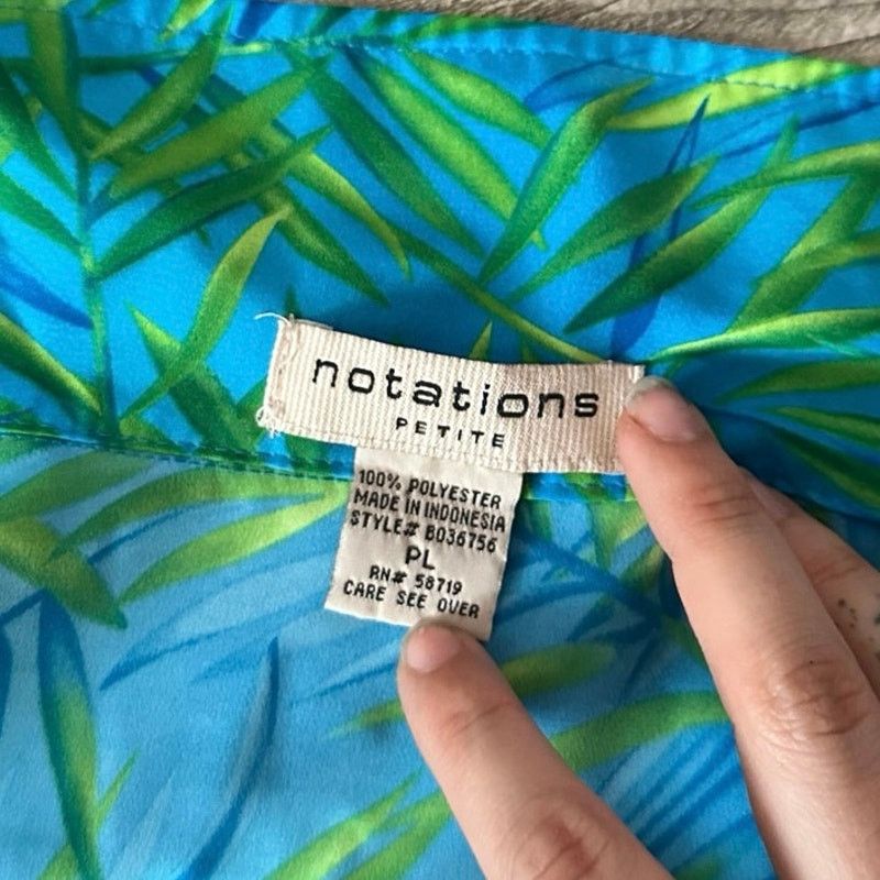 Other notations blue green leaf print button up tank top Size L / US 10 / IT 46 - 2 Thumbnail