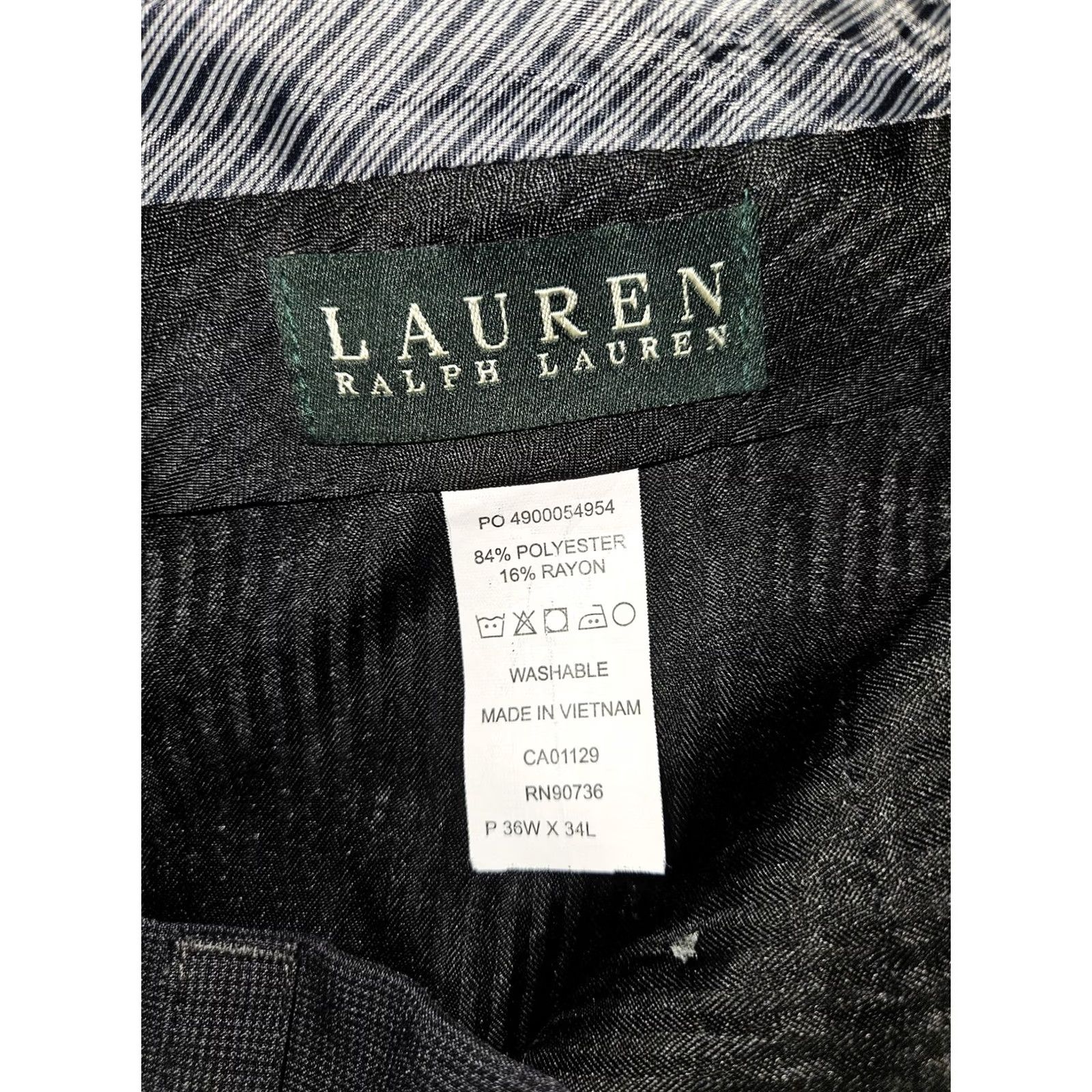 Ralph Lauren VINTAGE is not applicable; Lauren Ralph Lauren Dress Pants Mens 36x33 Gray Flat Front Suit Pants Size 36R - 2 Thumbnail