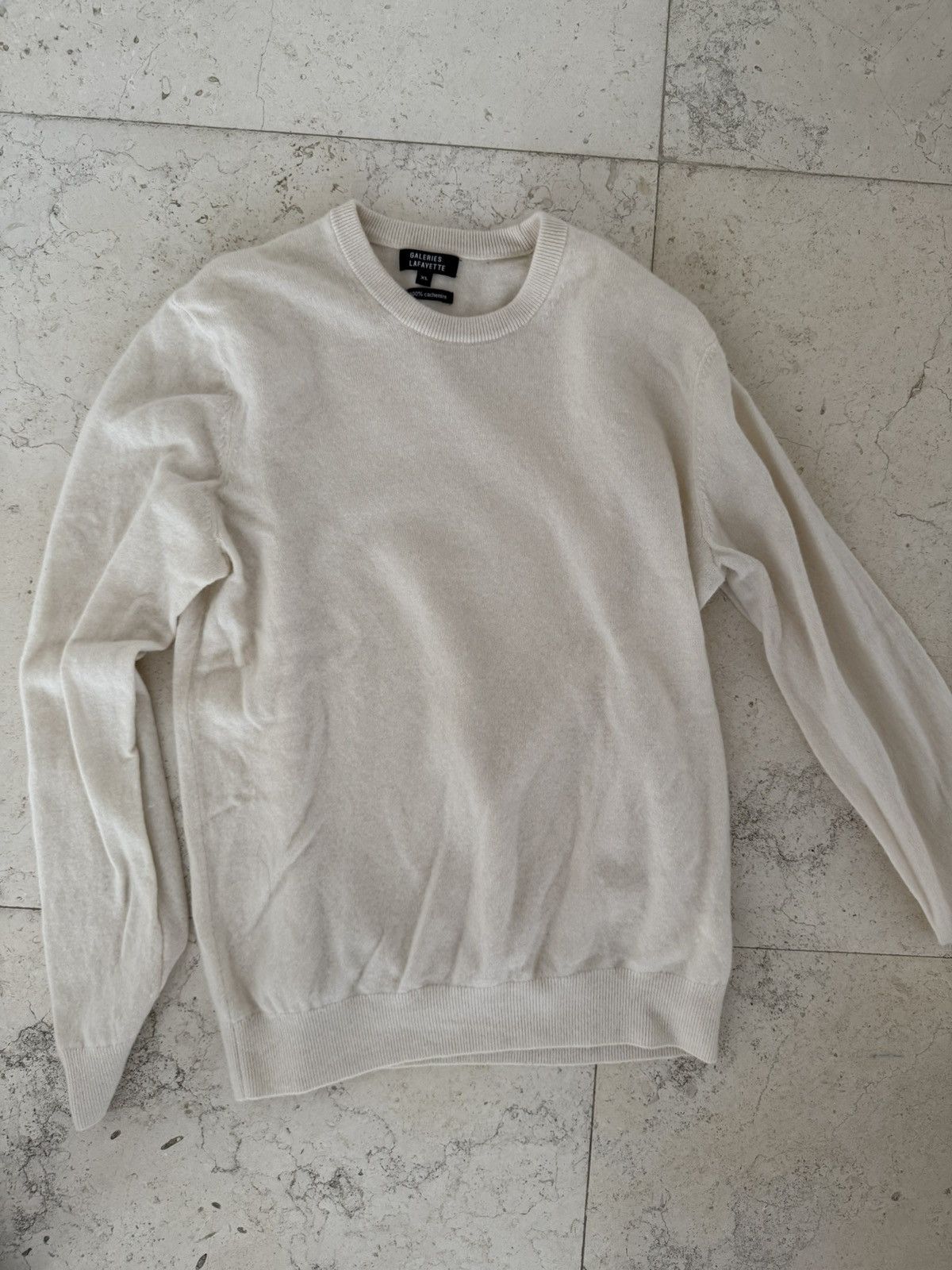 Galeries Lafayette Cream 100% Cashmere Sweater Size US L / EU 52-54 / 3 - 1 Thumbnail