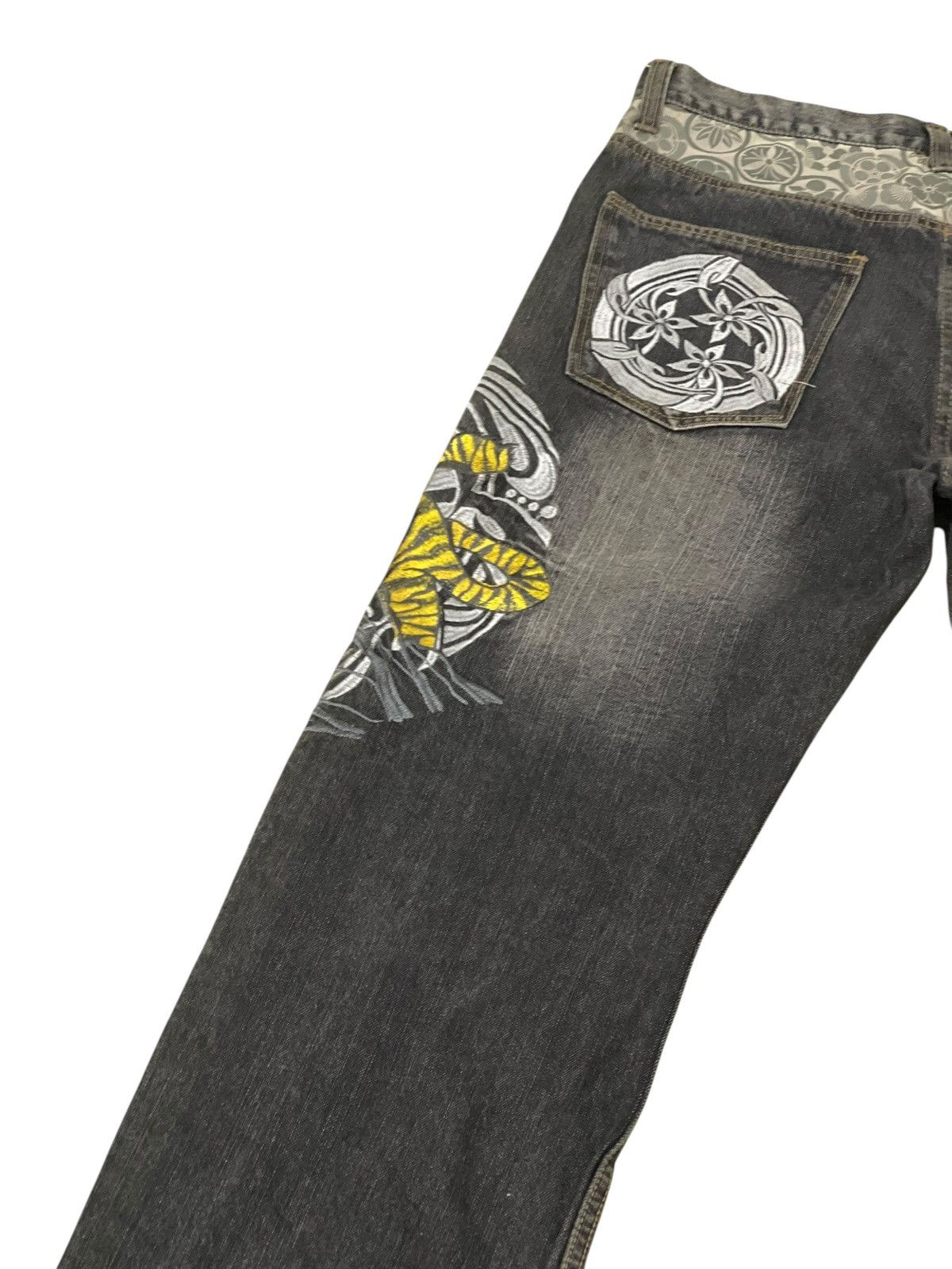 Japanese Brand Loose Jeans Tiger Embroidery Andeon Workwear 1🟦7 Size US 33 - 12 Thumbnail