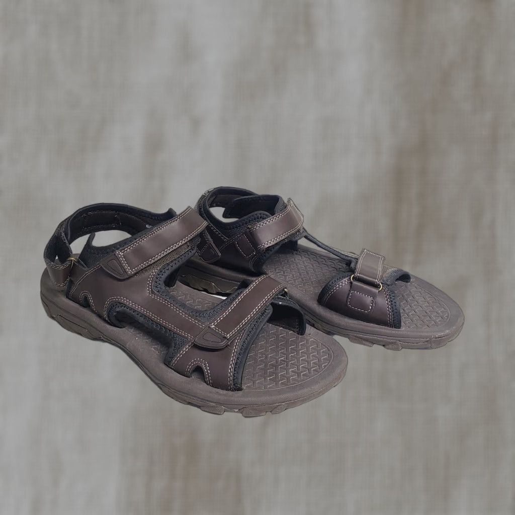 Eddie Bauer VINTAGE Eddie Bauer River Sandals Men's 13 Brown Gray Hook & Loop Ankle Strap River Shoes Size ONE SIZE - 1 Thumbnail