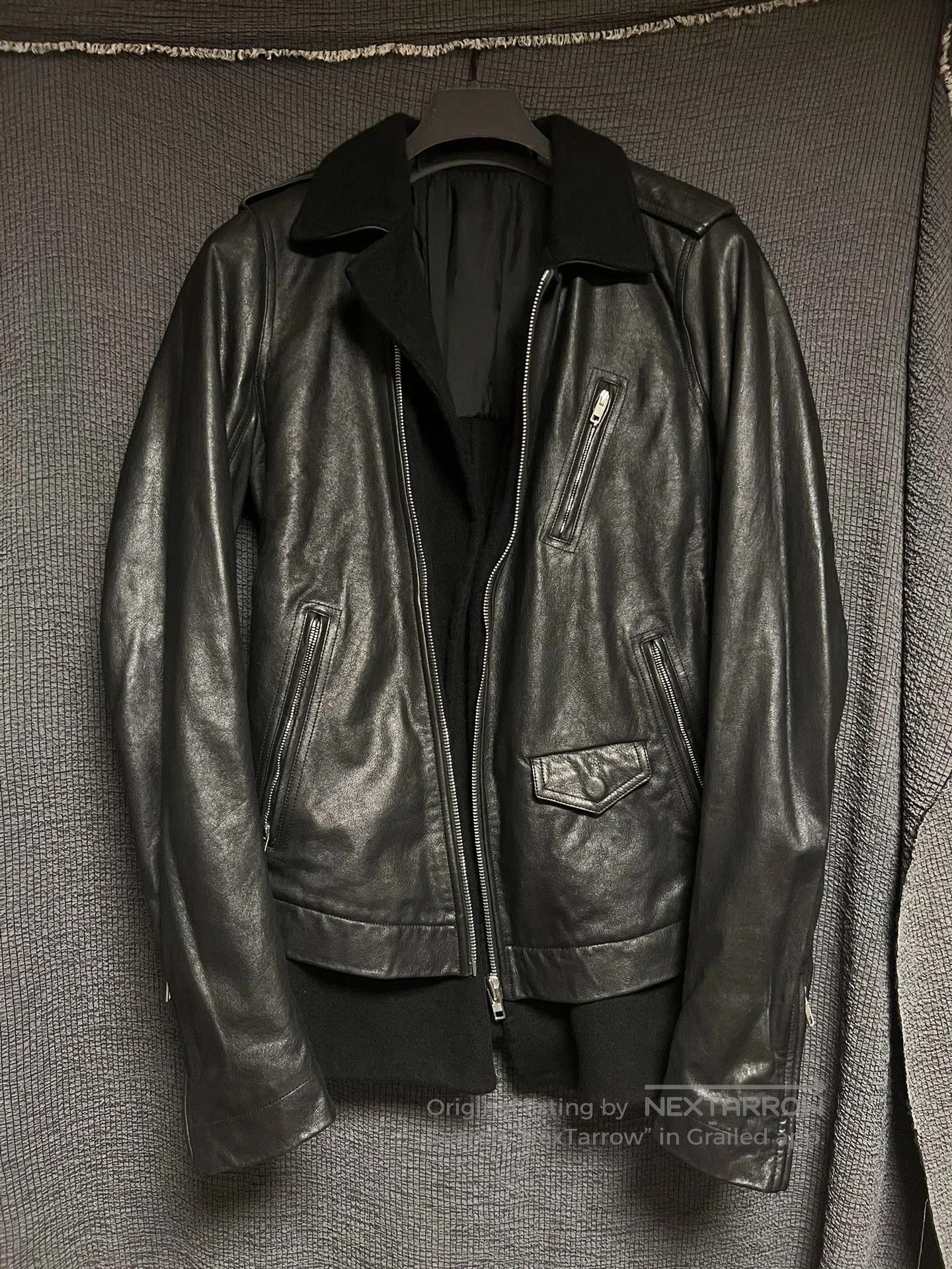 Rick Owens Rick Owens Leather Jacket with Asymmetrical Zip. Size US L / EU 52-54 / 3 - 4 Thumbnail