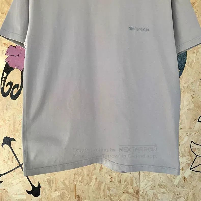 Balenciaga Balenciaga Grey Embroidered Logo Short Sleeve T-Shirt Grey Size US M / EU 48-50 / 2 - 4 Thumbnail