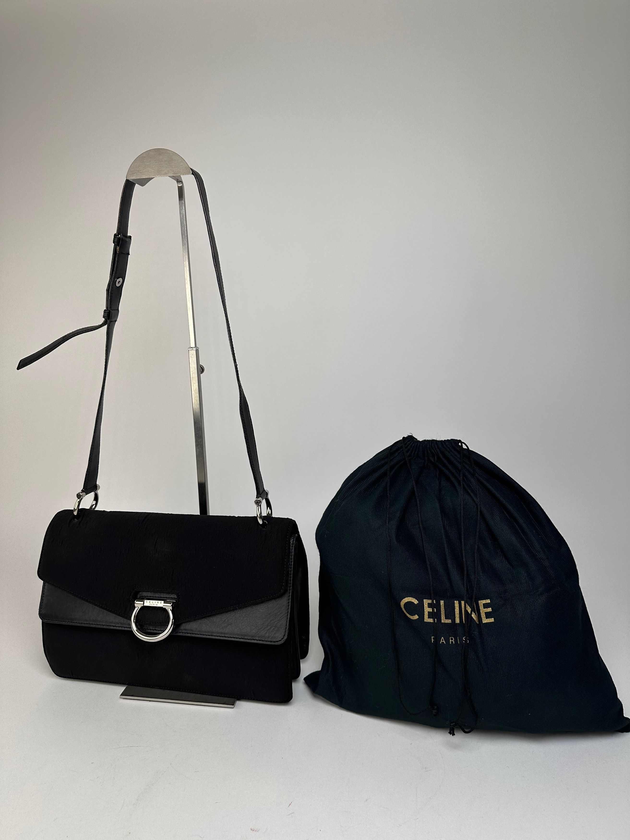 Celine Vintage Paris Flap Polyester Leather Shoulder Bag Black Size ONE SIZE - 1 Thumbnail