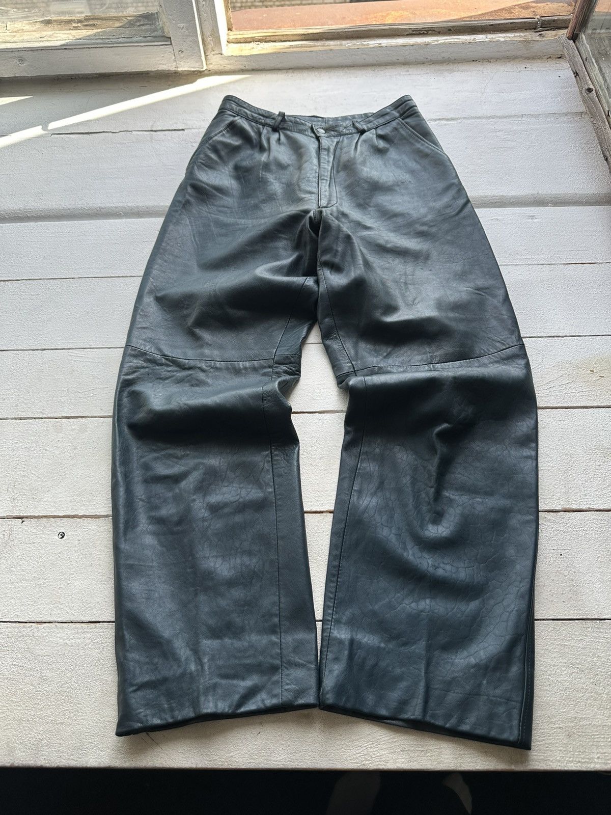 Leather 🚨Vintage leather pants motorcycles BROWN LUXURY Y2K Size 30" / US 8 / IT 44 - 1 Thumbnail