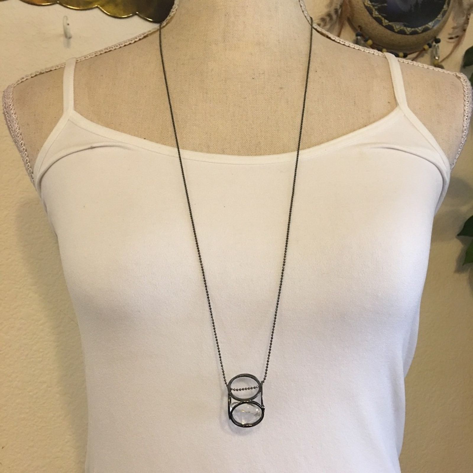 Jewelry Yaumi K caged crystal pendant dark chrome chain Size ONE SIZE - 1 Thumbnail