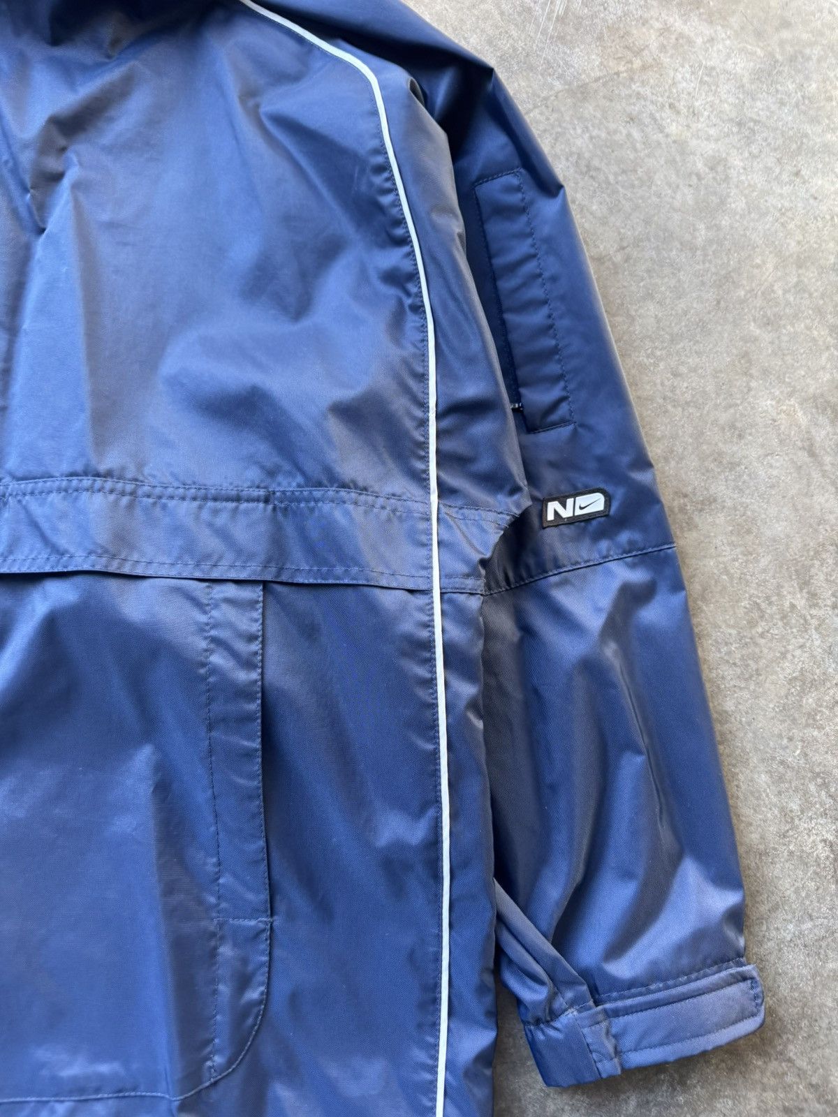 Nike × Vintage Vintage 90’s/Y2K Navy Nike Parka Windbreaker Nylon Jacket Size US L / EU 52-54 / 3 - 3 Thumbnail