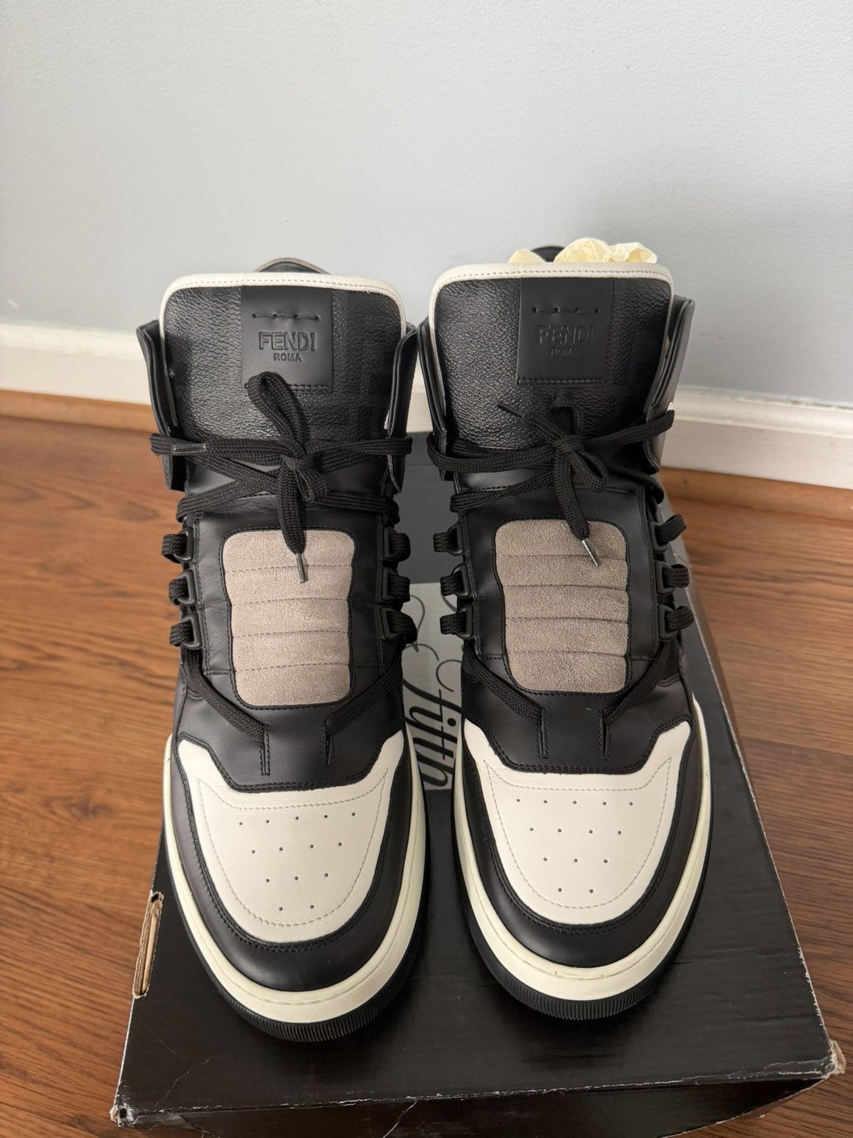 Fendi Fendi Men's High Top Sneakers Black White Gray Size US 9 / EU 42 - 1 Thumbnail