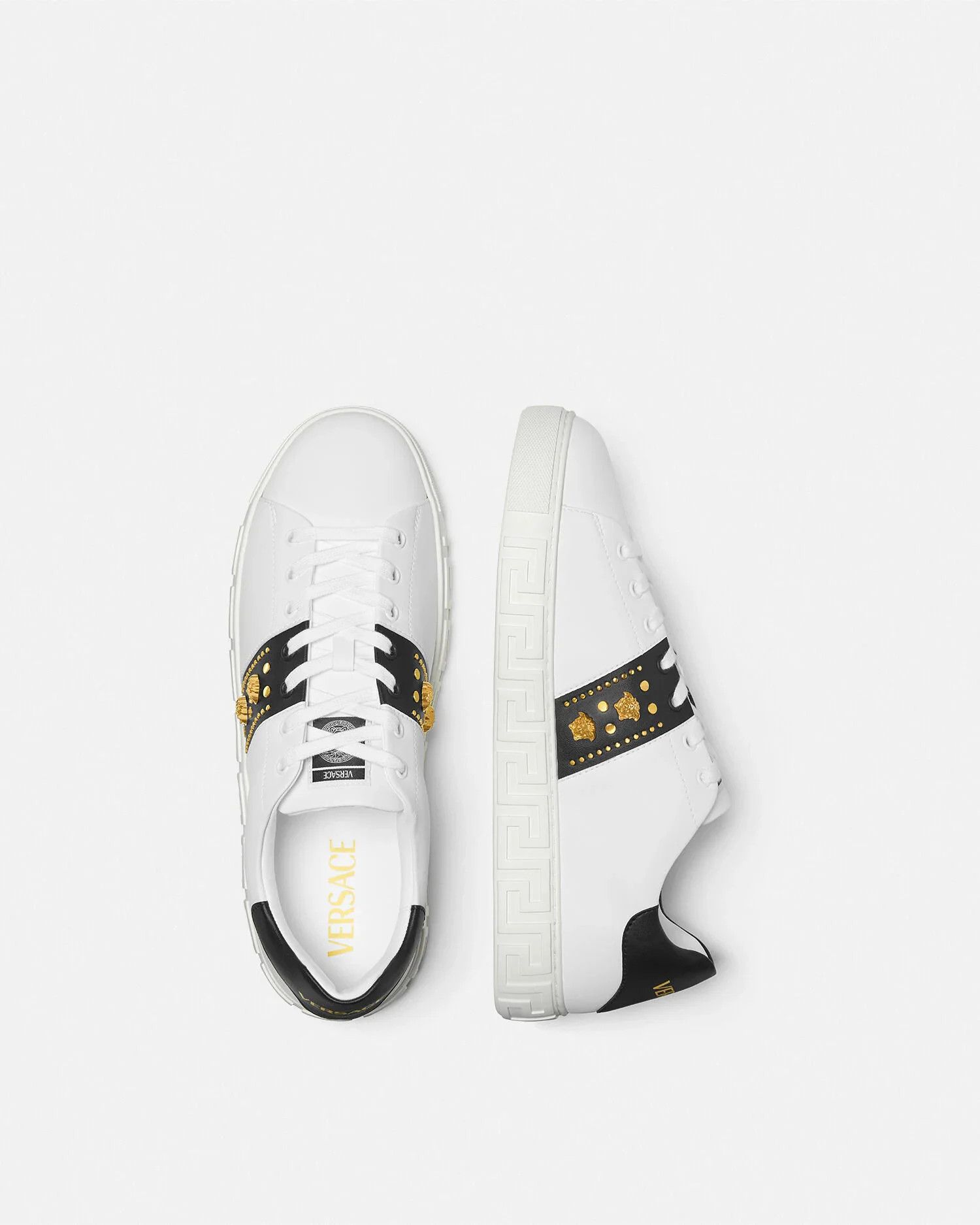 Versace os11x0326 Studded Greca Sneakers in White/Black Size US 11 / EU 44 - 3 Thumbnail