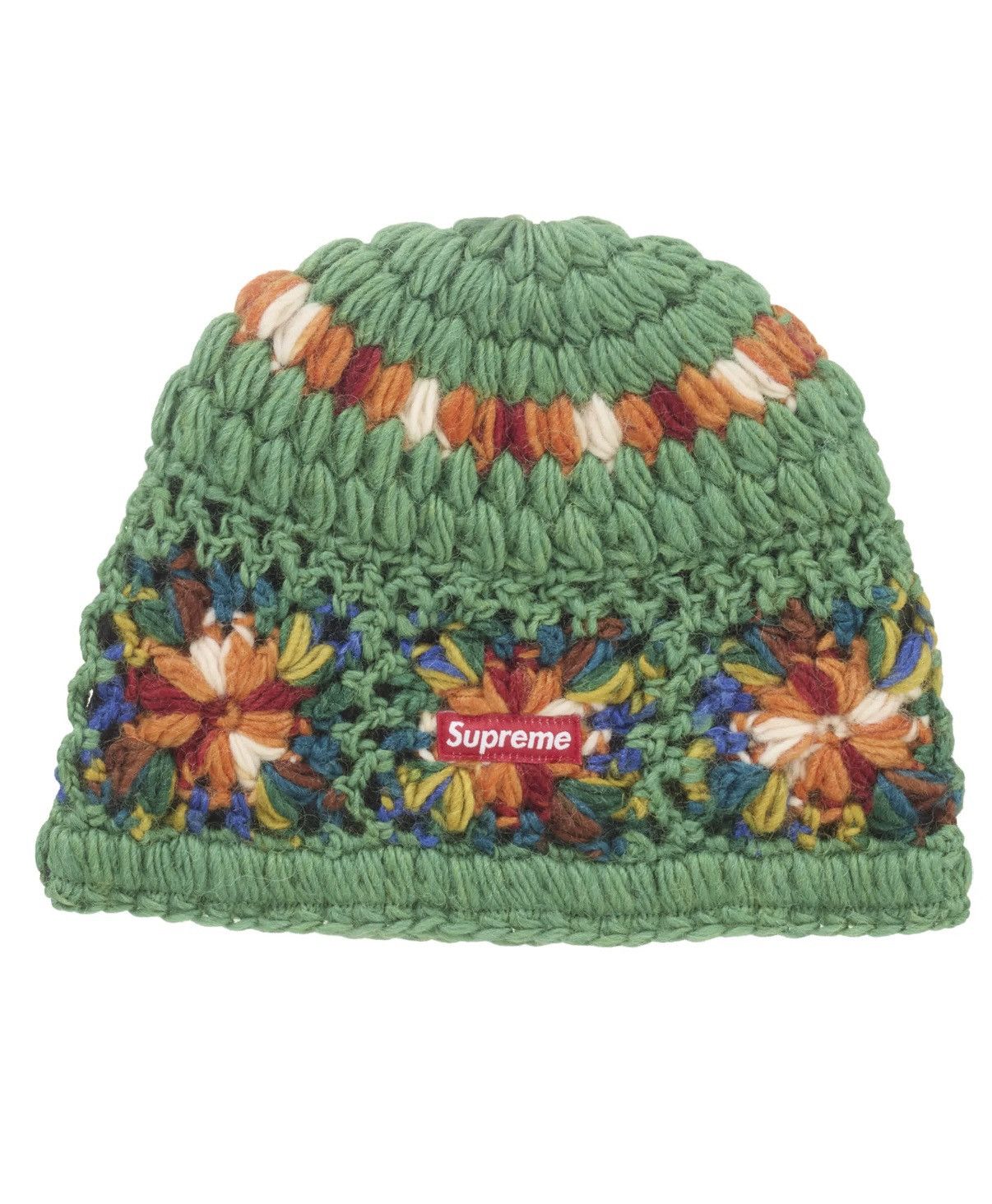 Supreme Green Crochet Beanie SS25
