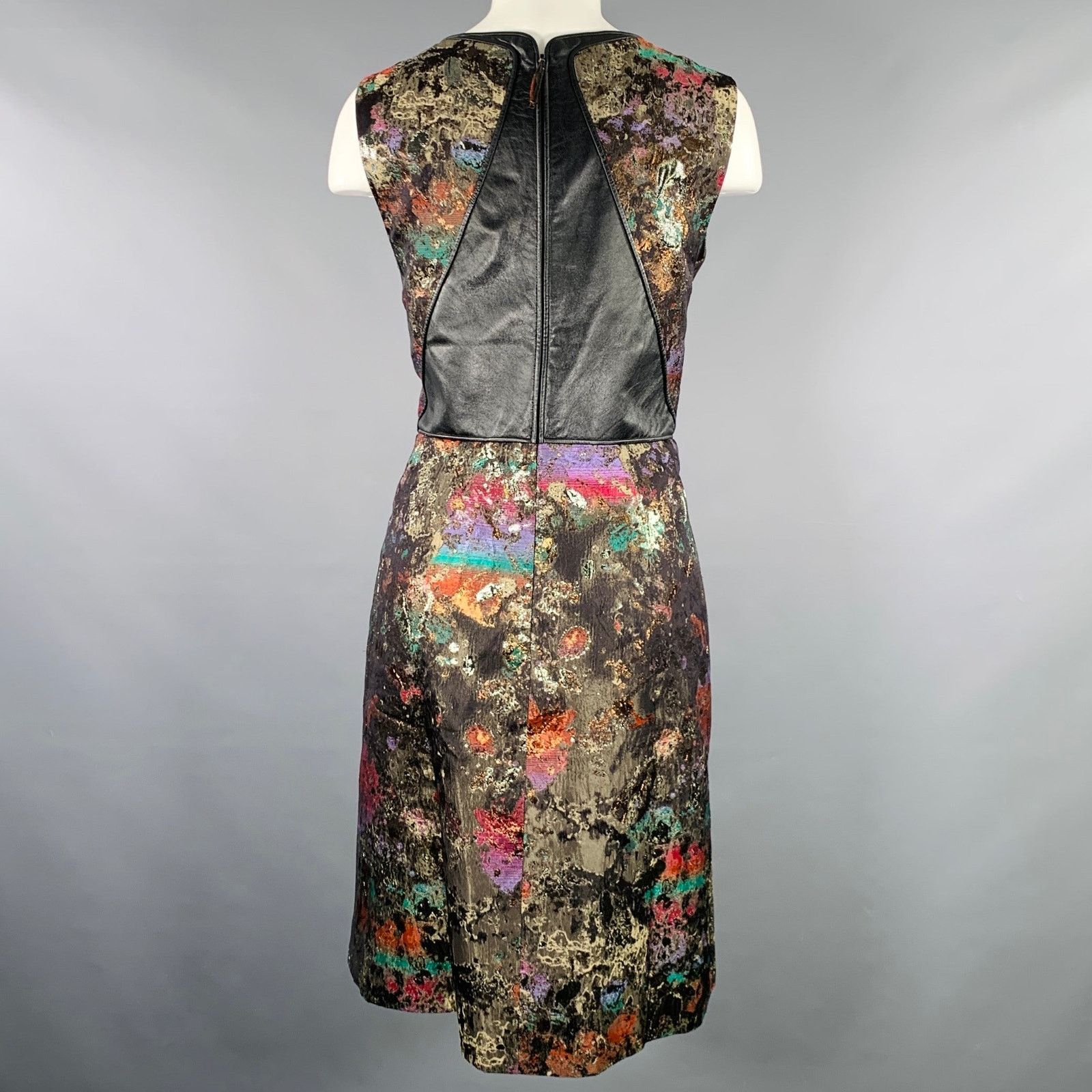 Other Black Multi Color Silk Marbled Lambskin Sleeveless Dress Size L / US 10 / IT 46 - 3 Thumbnail