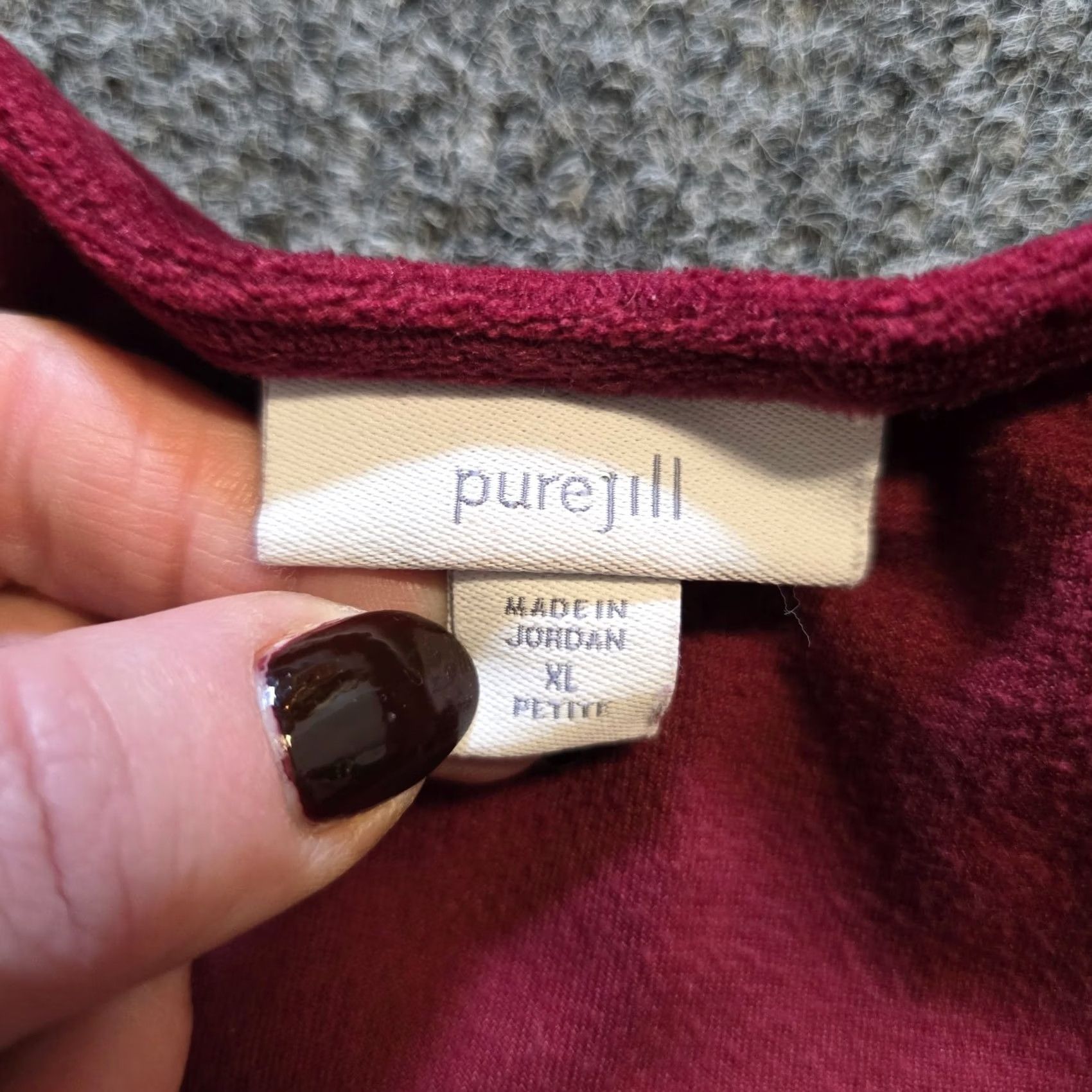 J. Jill J. Jill Top Womens XL Petite Red Velour Long Sleeve Stretch Casual Career Shirt Size XL / US 12-14 / IT 48-50 - 4 Thumbnail