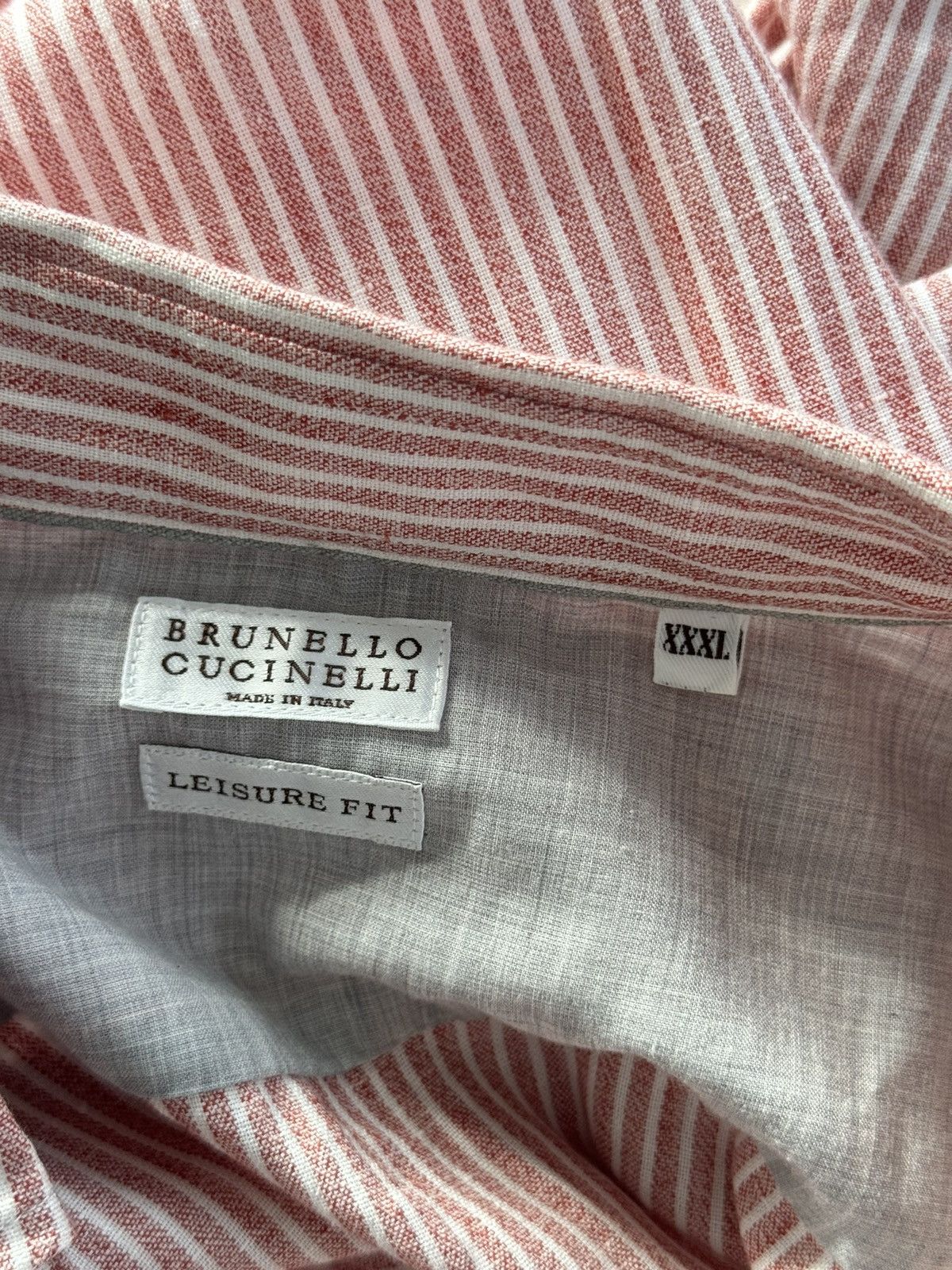 Brunello Cucinelli Red and White Striped Linen Leisure Fit XXXL Size US XXL / EU 58 / 5 - 20 Thumbnail