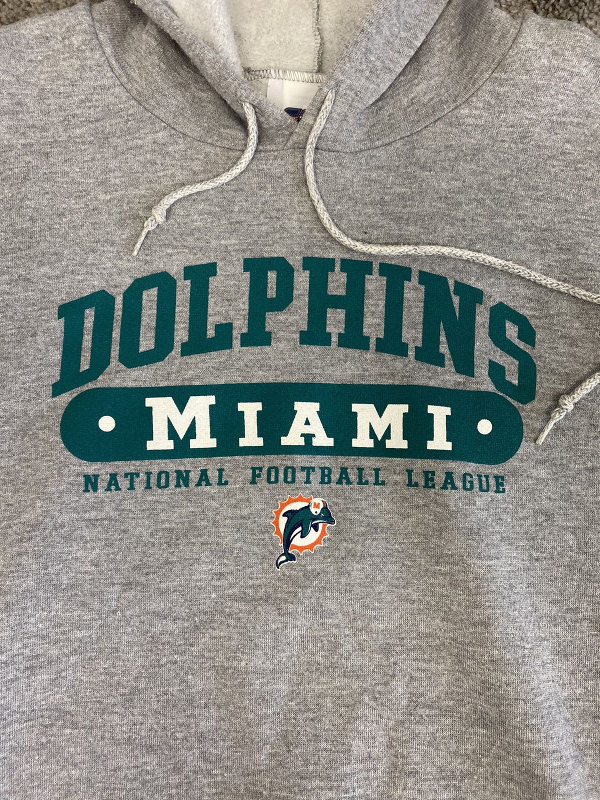 NFL × Vintage Vintage 90s gray miami dolphins hoodie Size US XL / EU 56 / 4 - 2 Thumbnail