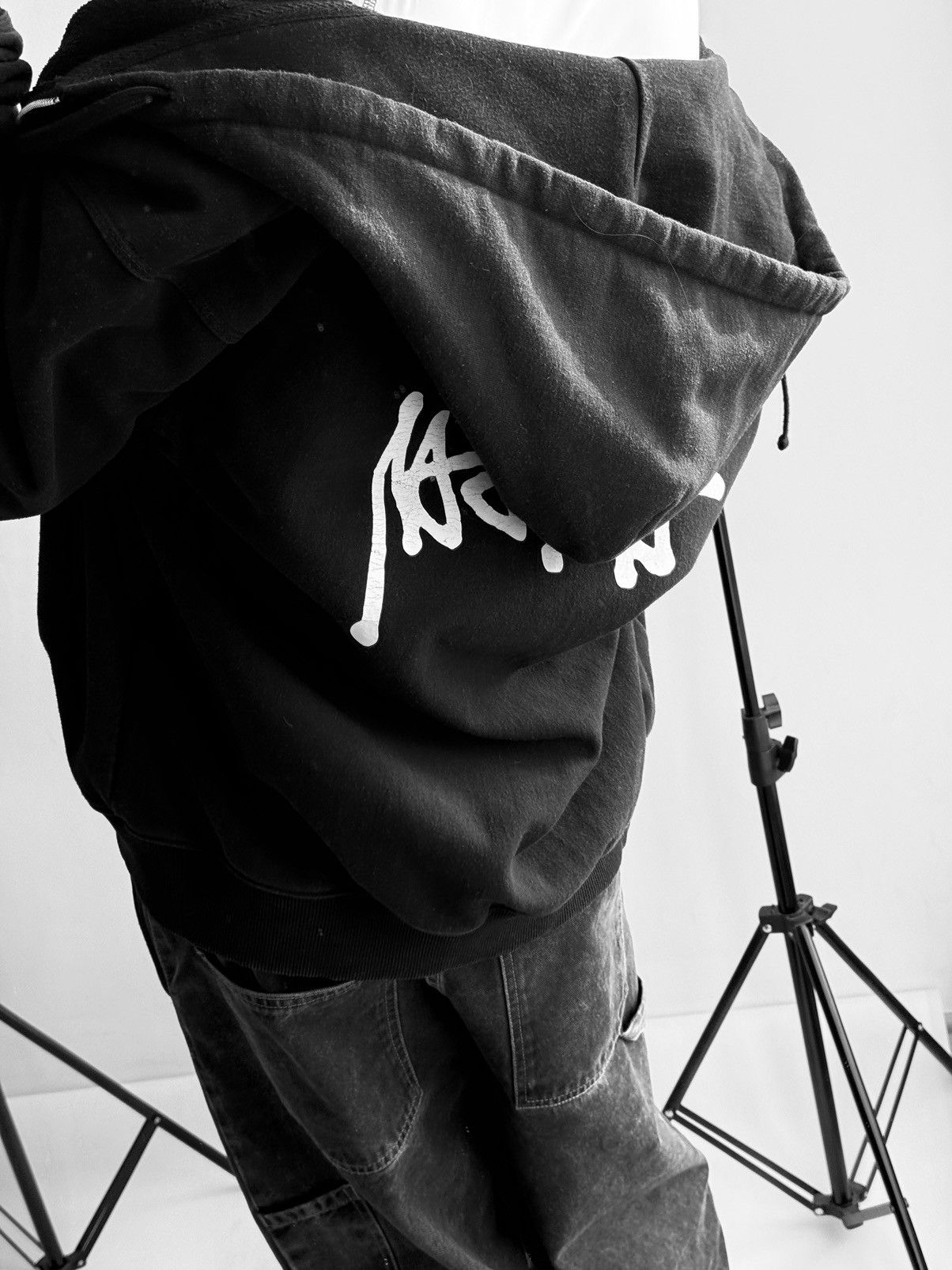Stussy × Vintage STUSSY Big Logo LOGO VINTAGE OVERSIZE Zip Up Black HOODIE Size US XXL / EU 58 / 5 - 2 Thumbnail