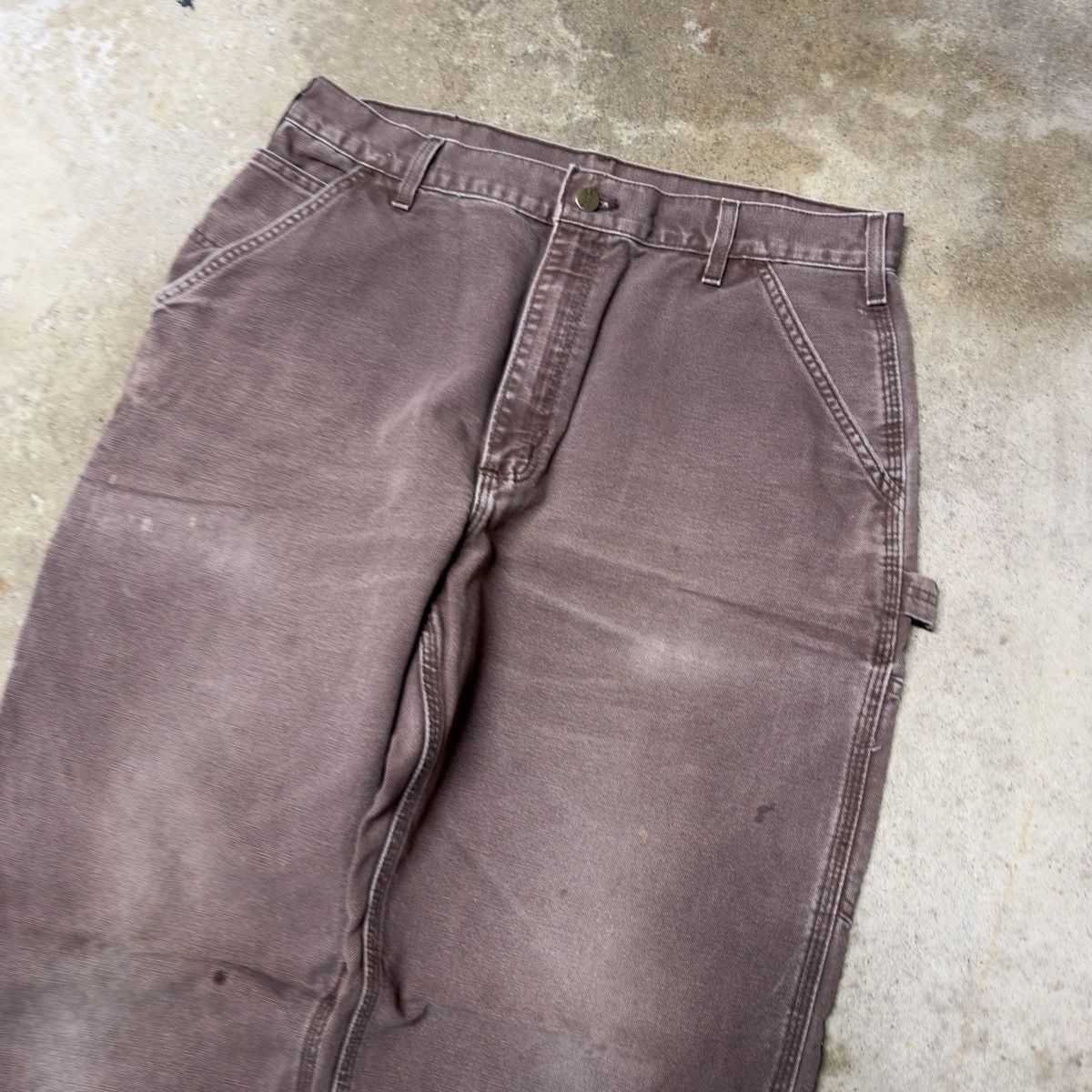 Carhartt × Vintage VINTAGE CARHARTT BAGGY BROWN CANVAS CARPENTER PANTS 34x32 Size US 34 / EU 50 - 5 Thumbnail
