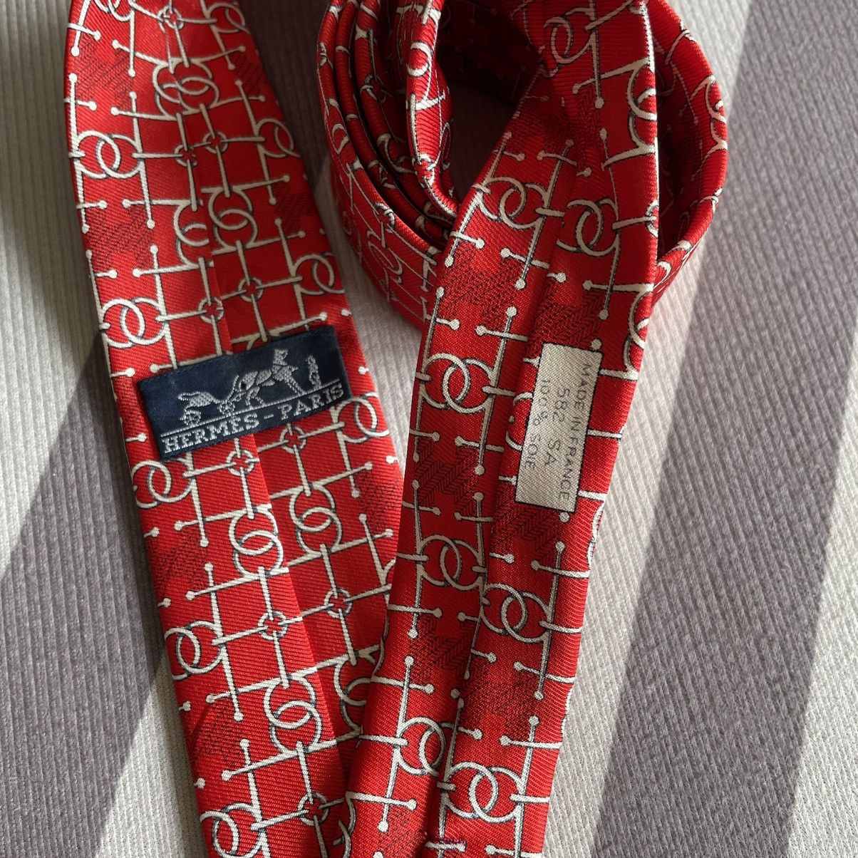 Hermes Vintage Hermes Geometric Silk Necktie Size ONE SIZE - 2 Thumbnail