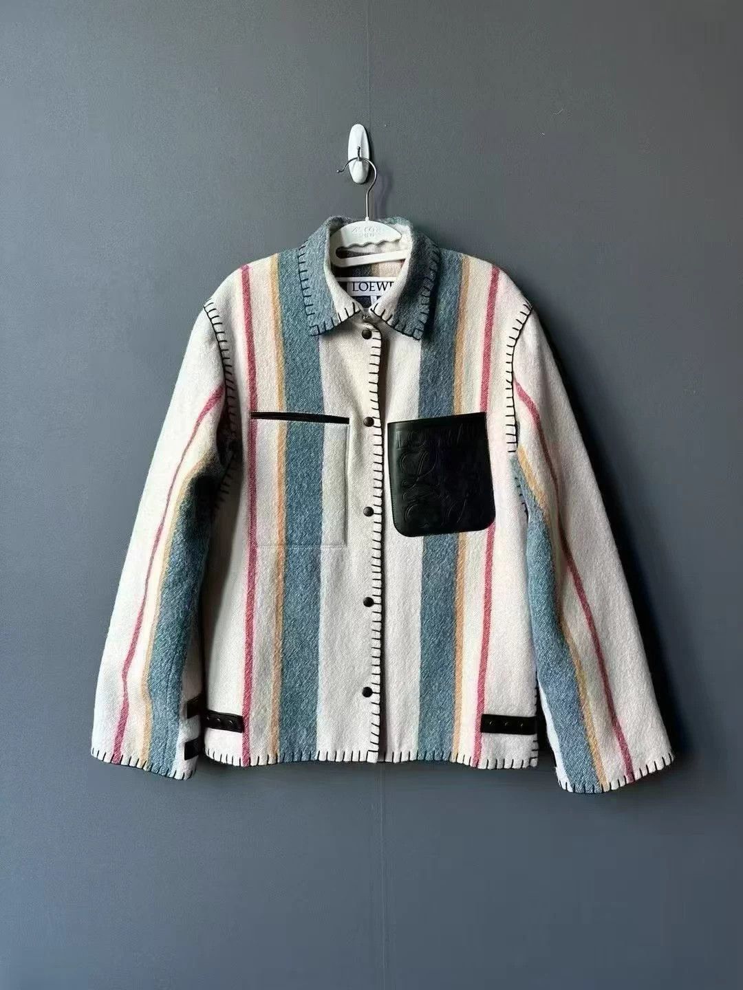 Loewe Leather Wool Coat