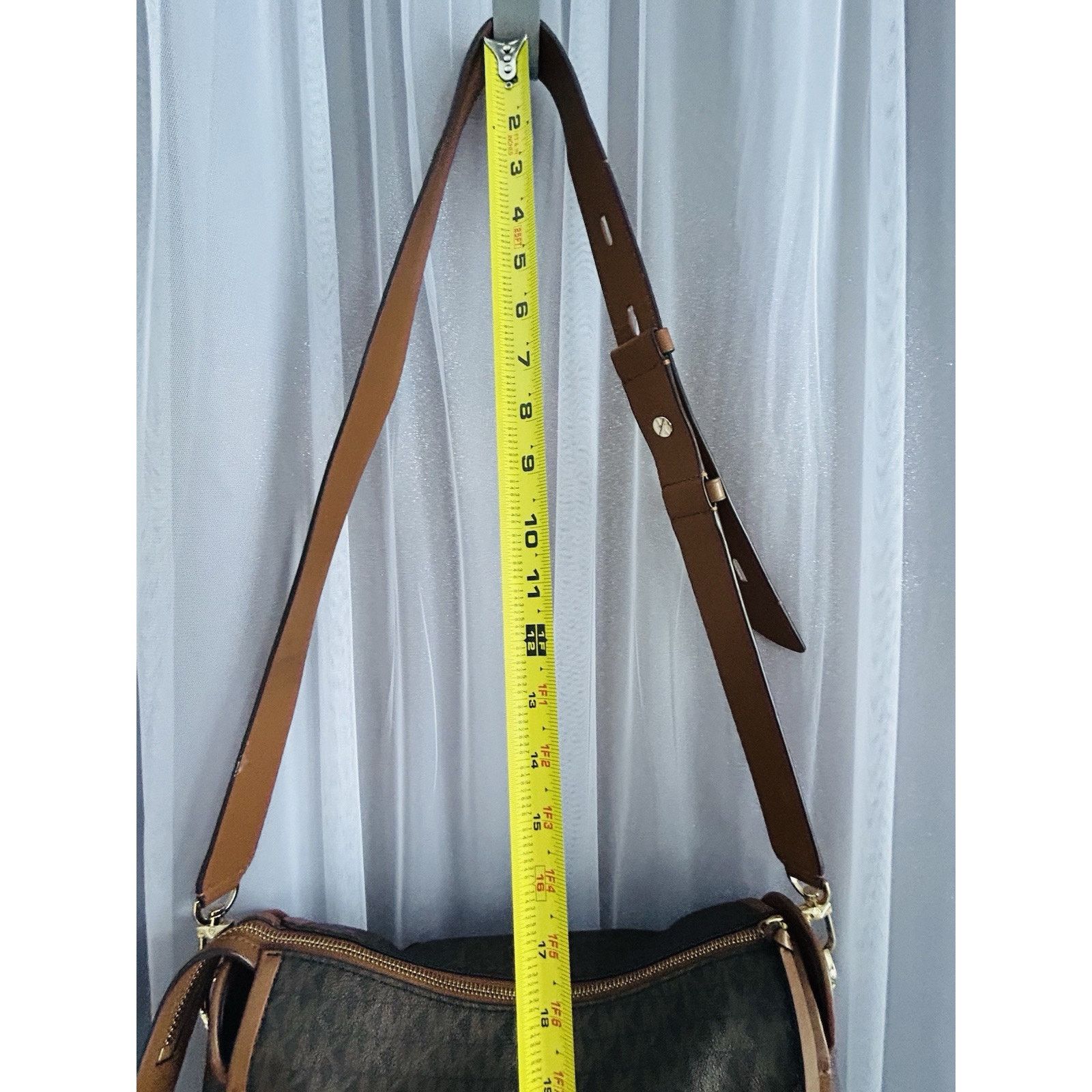 Michael Kors Michael Kors Carine Medium Brown Acorn Gold Satchel Handbag Size ONE SIZE - 16 Thumbnail