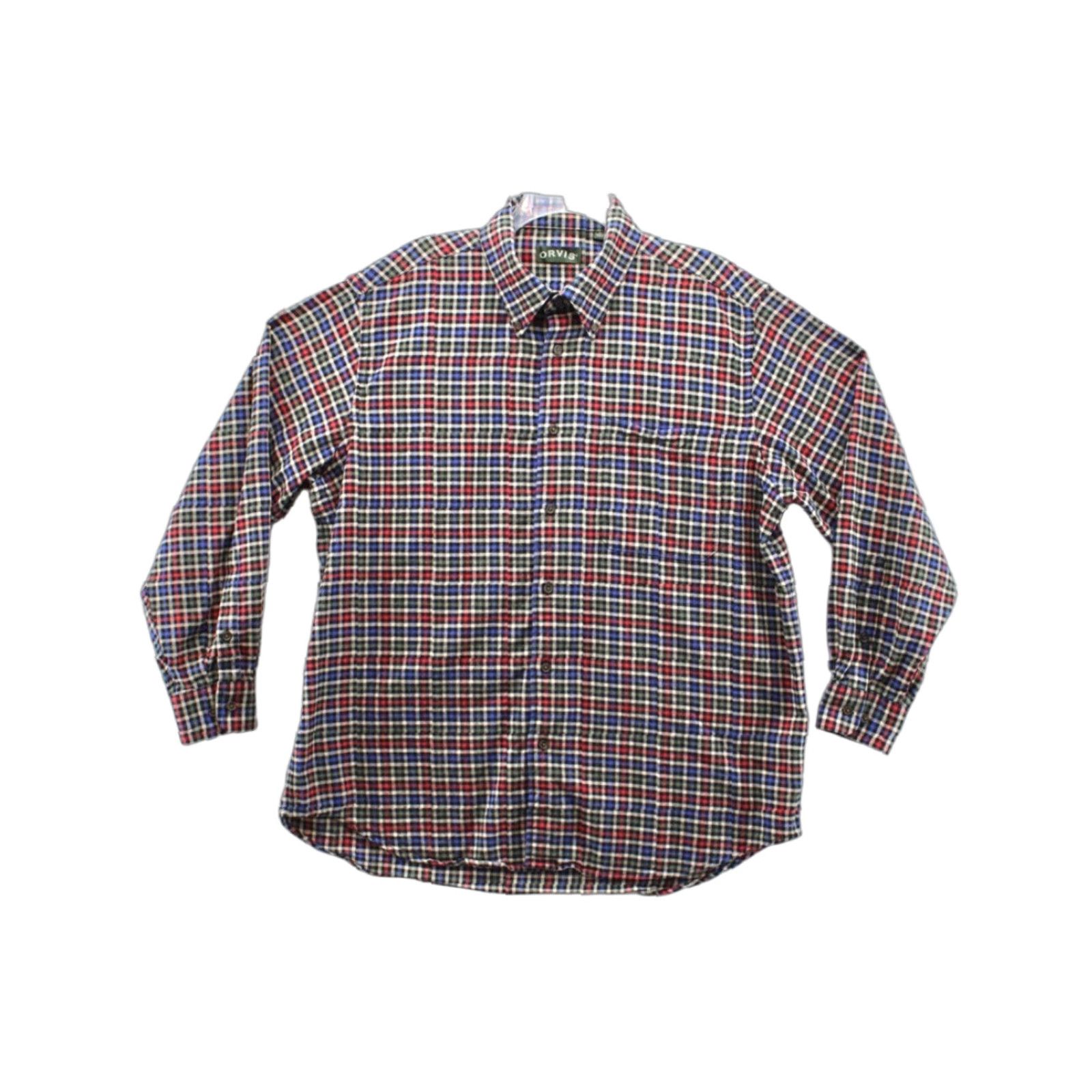 Orvis Orvis Luxury Flannel Shirt Men's XL Red White Blue Plaid Long Sleeve Button-Down Size US XL / EU 56 / 4 - 1 Thumbnail