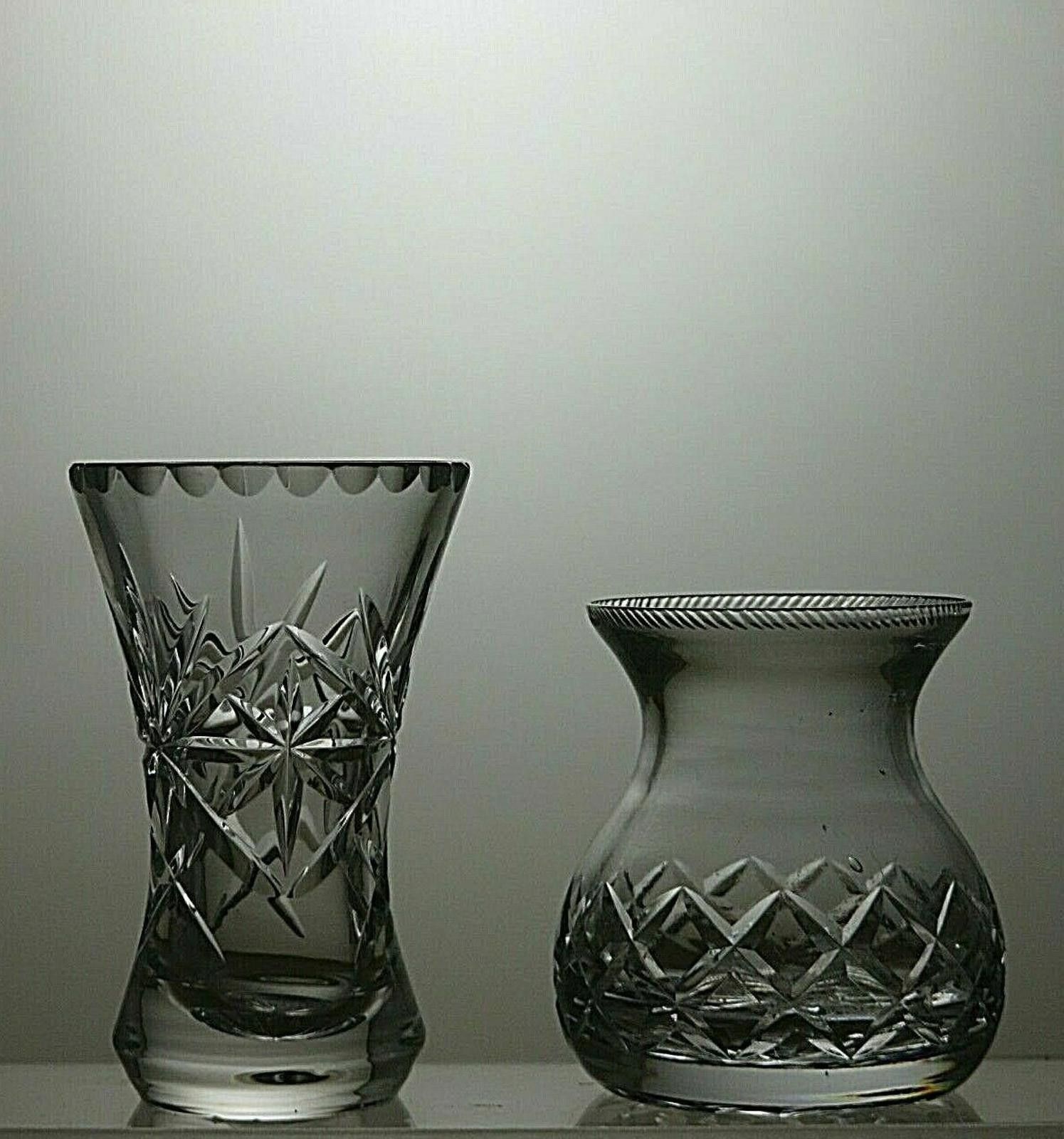 The Unbranded Brand Cut Glass Crystal Set Of 2 Vases 3 7/8" Size ONE SIZE - 2 Thumbnail