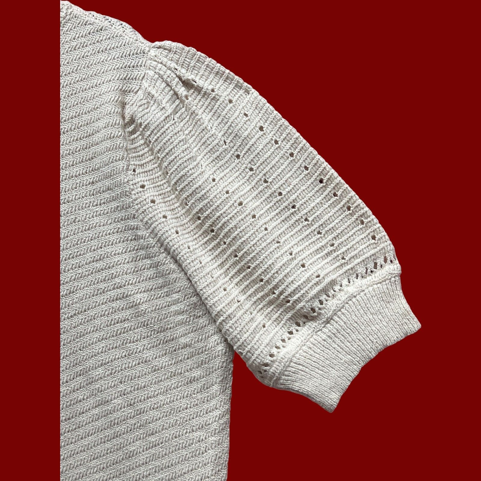 Other Knox Rose - Women's Crochet Pointelle Sweater With Short Puf Size XXL / US 16-18 / IT 52-54 - 15 Thumbnail