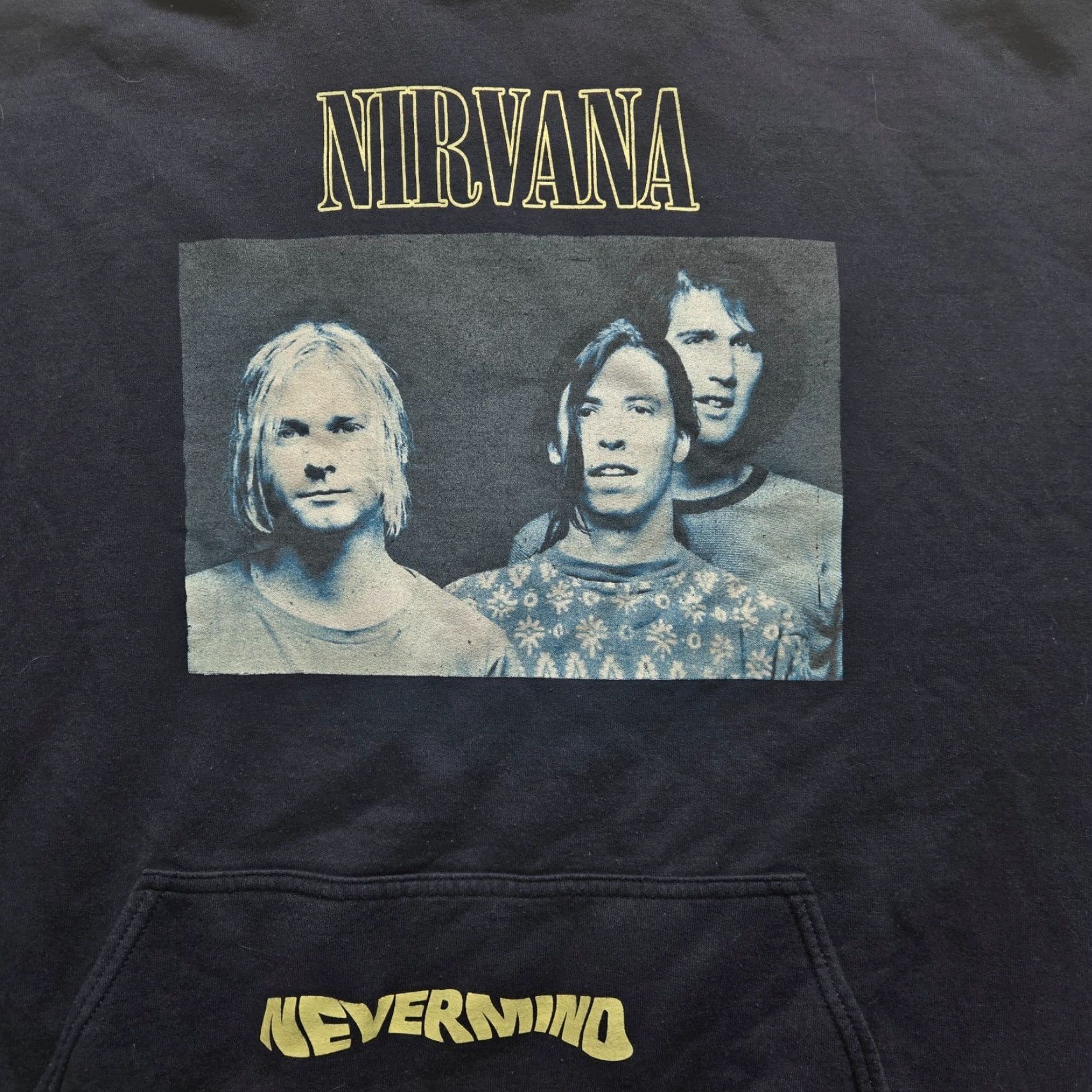 Vintage Nirvana Nevermind Unisex Hoodie Graphic Print Kurt Cobain Crew Neck 2XL Blue Logo Pullover 90s Mens Hoodie Size US XXL / EU 58 / 5 - 2 Thumbnail