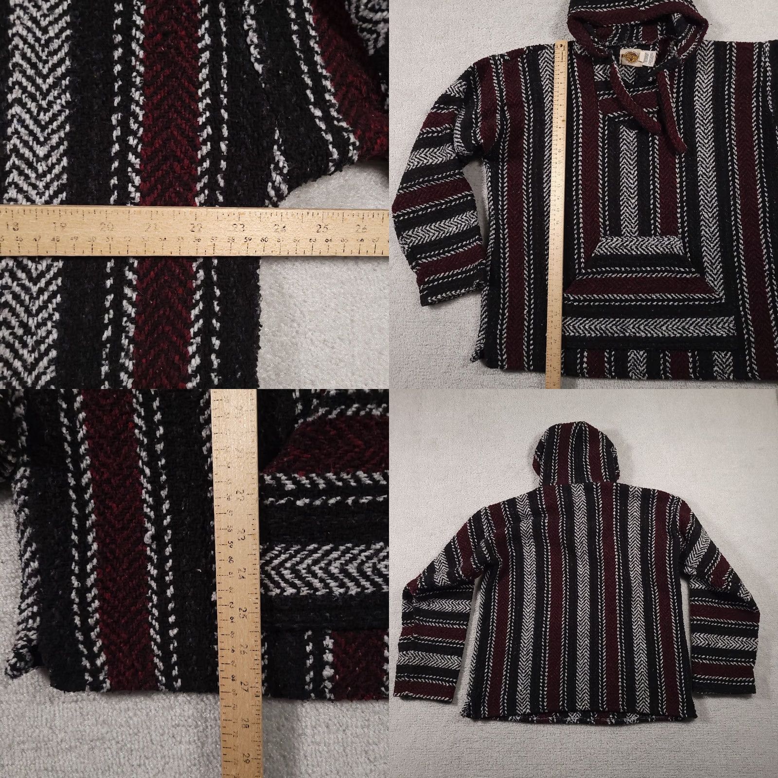 Vintage VINTAGE Earth Ragz Shirt Mens XL Black Baja Hoodie Heavy Sweatshirt Jacket Adult White Stripe Woven Size US XL / EU 56 / 4 - 8 Thumbnail