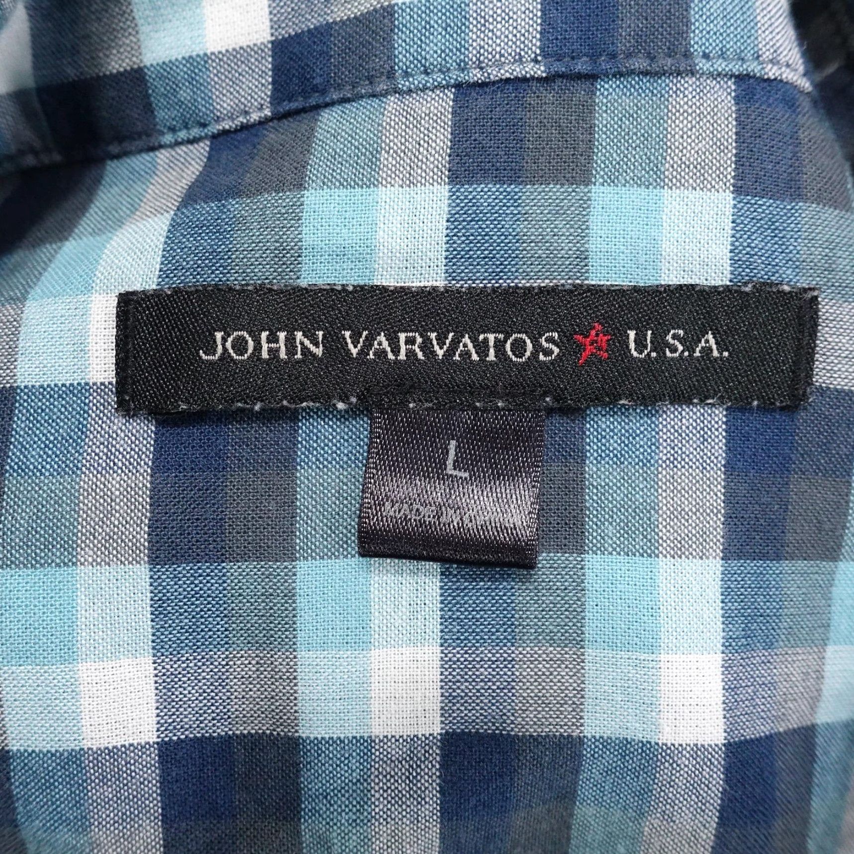 John Varvatos John Varvatos U.S.A. Shirt Mens Large Blue Plaid Cotton Button-Up Short Sleeve Mens Size US L / EU 52-54 / 3 - 6 Thumbnail