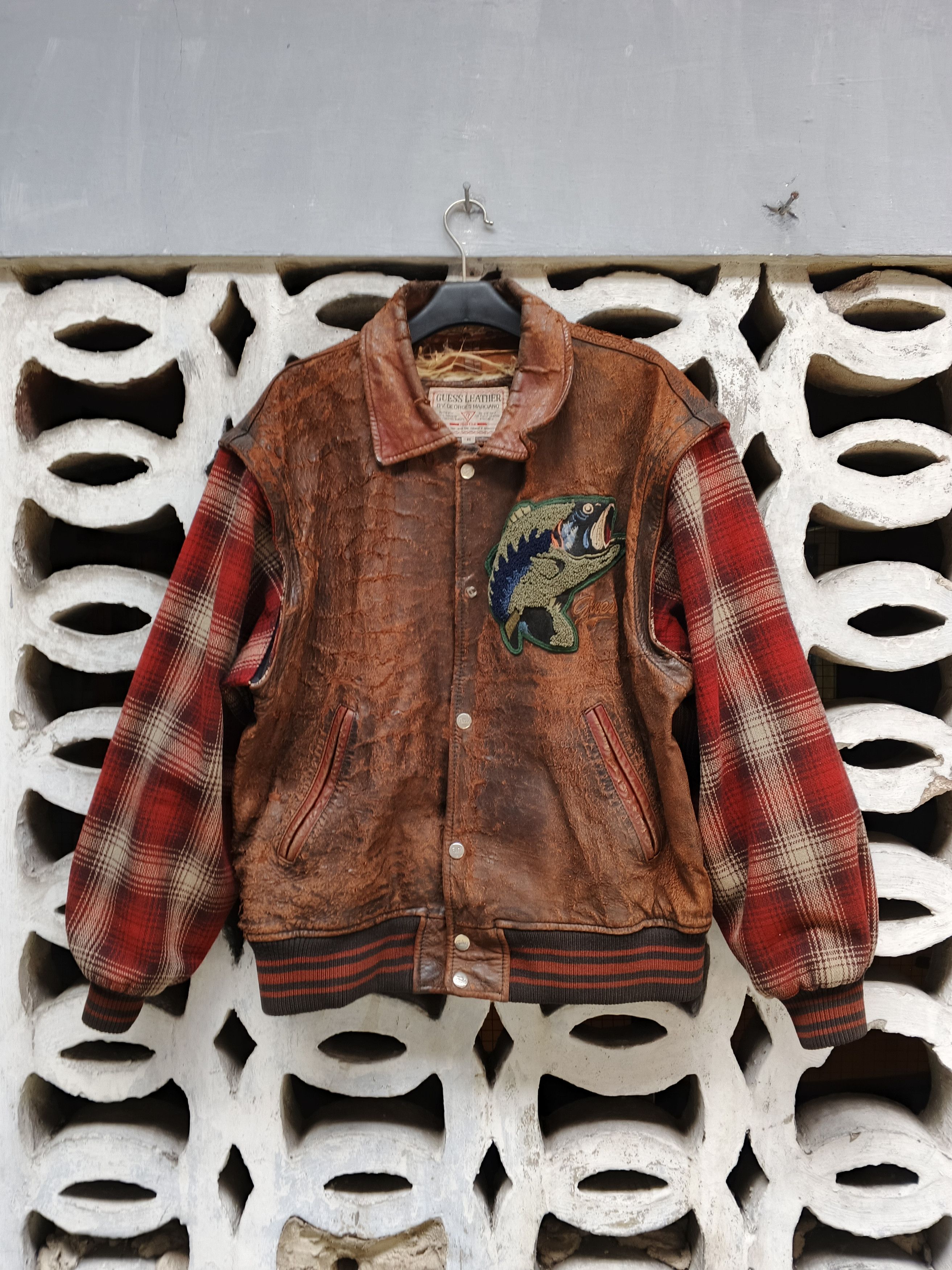 Guess 90s Guess Lake Leather Flannel Jacket Size US L / EU 52-54 / 3 - 1 Thumbnail