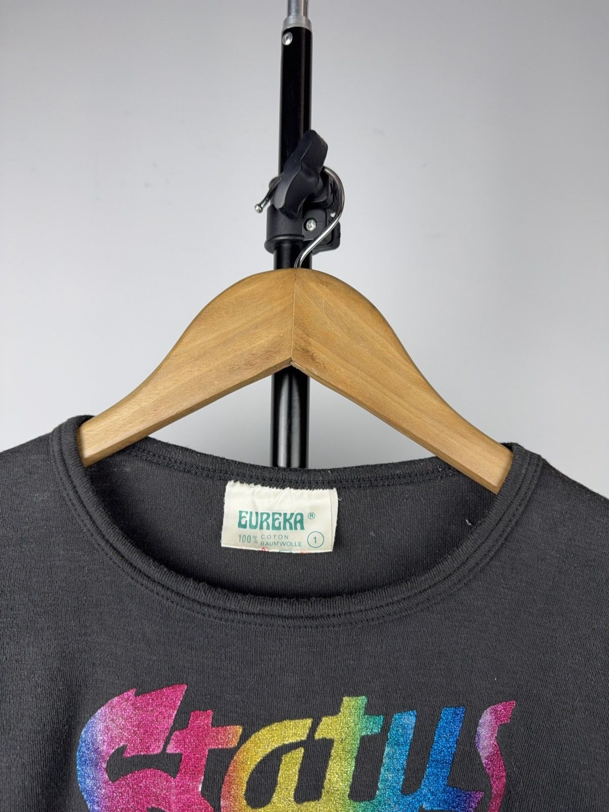 Band Tees 90s Status Quo Rainbow Logo Fitted T-Shirt Single Stitch Size XS / US 0-2 / IT 36-38 - 2 Thumbnail