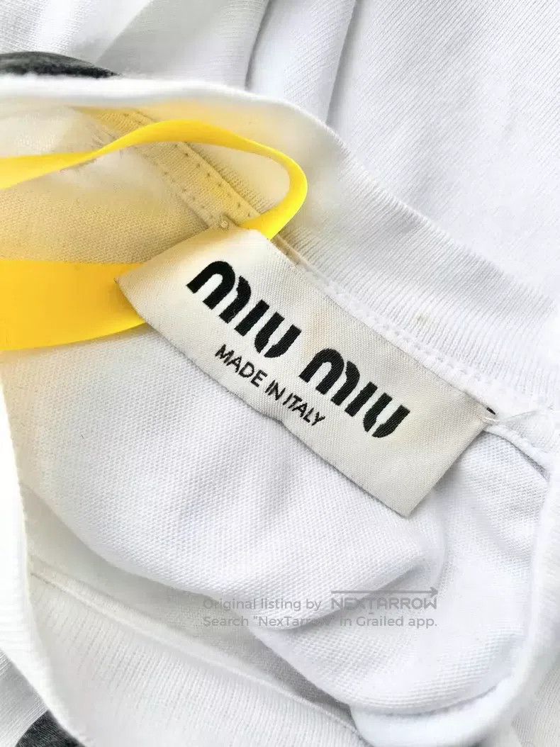 Miu Miu Miu Miu Size L Bow letter logo printed short sleeves Size L / US 10 / IT 46 - 3 Thumbnail