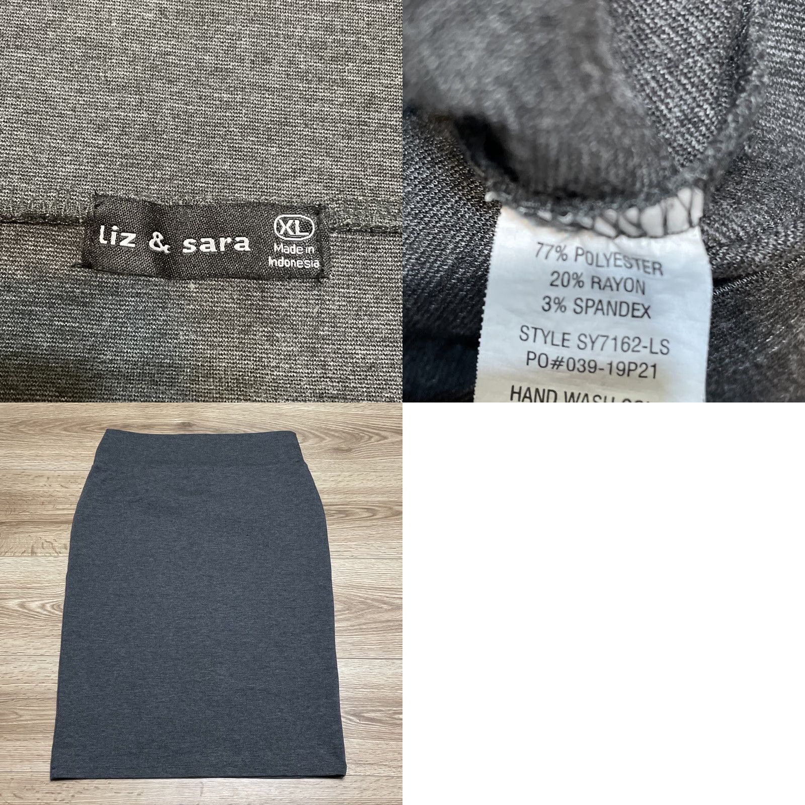 Vintage Liz and Sara Womens Skirt Knee Length Gray XL Regular Solid A-Line Size 40" / US 18 - 8 Thumbnail