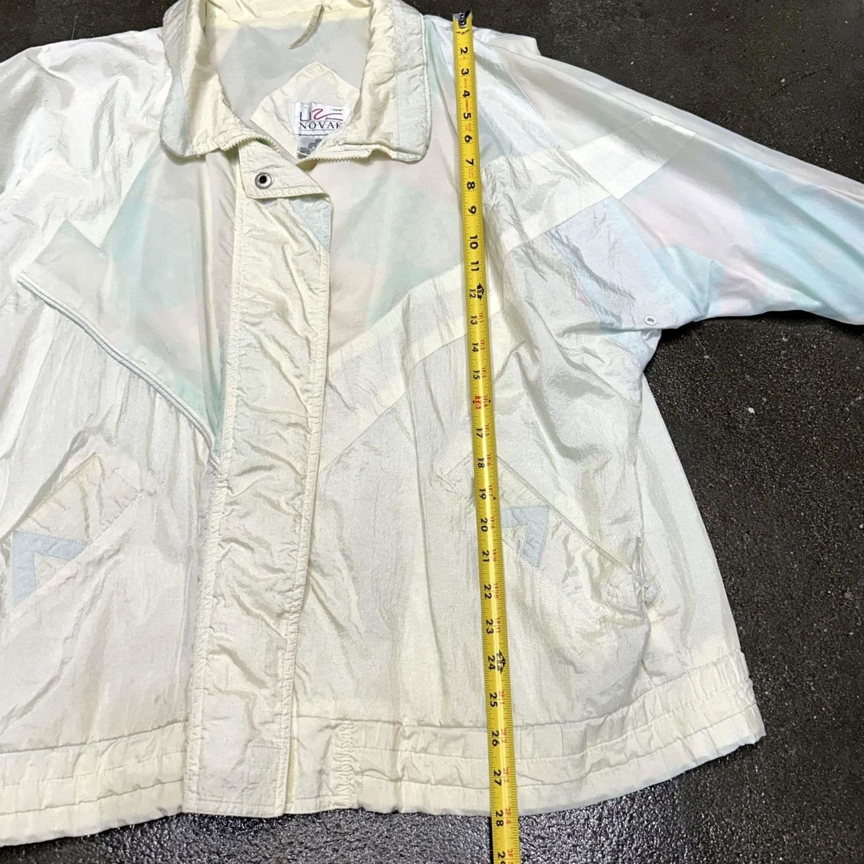 Vintage VINTAGE Liz Novak Jacket Womens 22W White Nylon Geometric Pastel Windbreaker 80s Size 3XL / US 20-22 - 4 Thumbnail