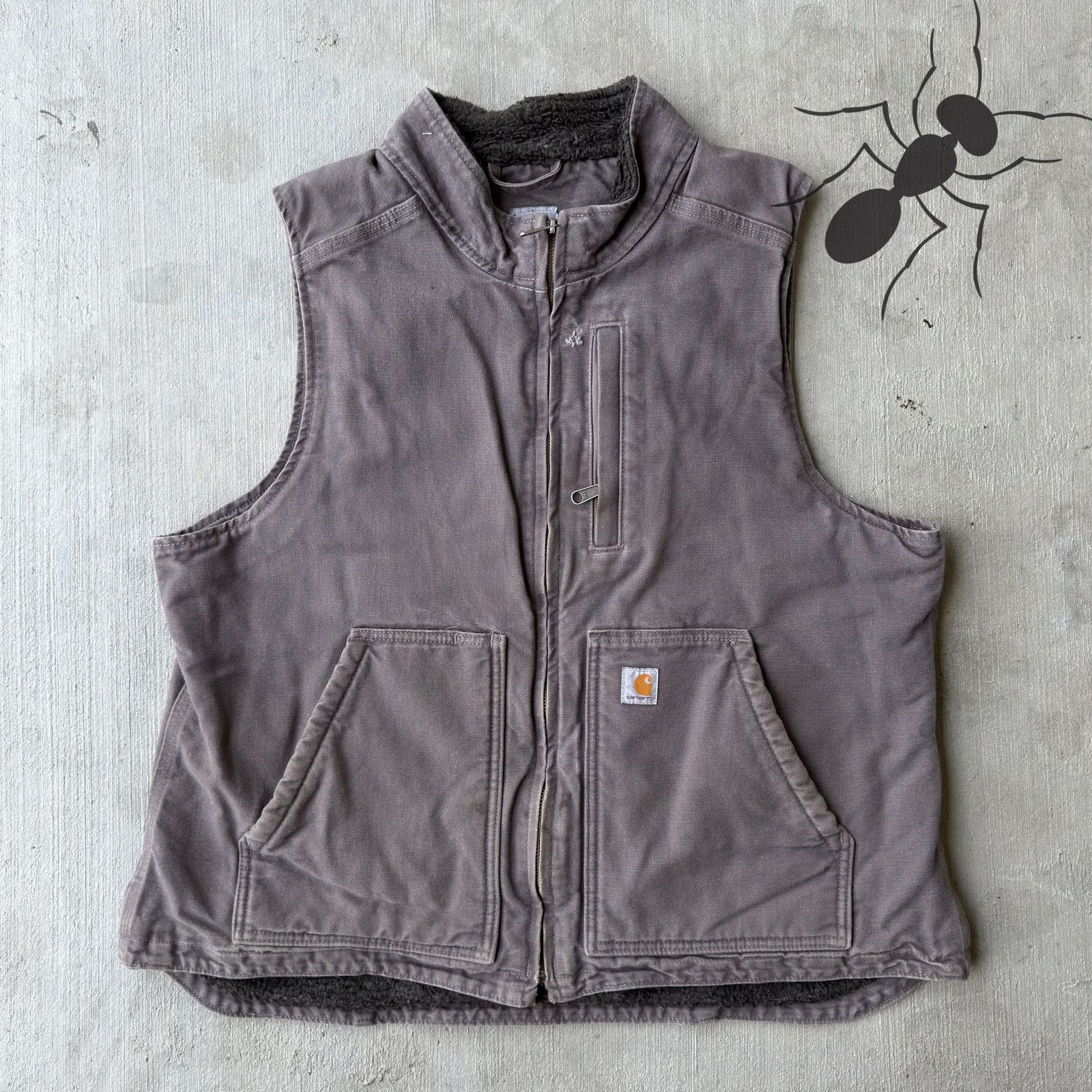 Carhartt × Vintage Carhartt WOMENS gray Sherpa work wear vest Size US XL / EU 56 / 4 - 1 Thumbnail