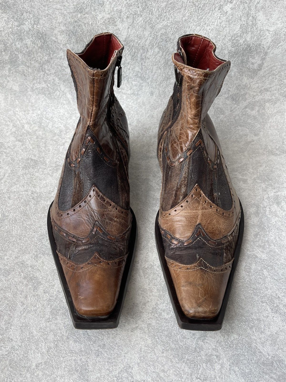 Jo Ghost GHOST Italy Distressed Leather Square Toe Boots Archive Y2K Size US 8 / EU 41 - 5 Thumbnail