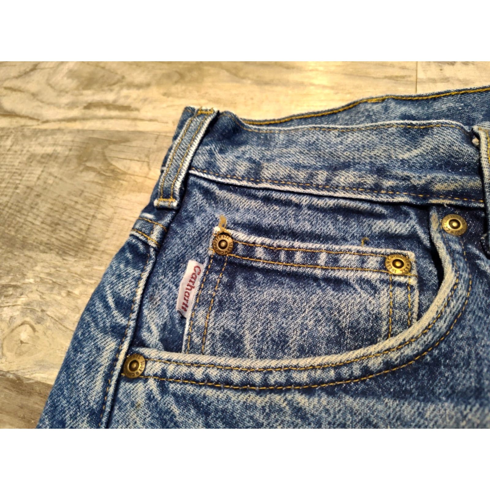 Carhartt VINTAGE Carhartt Jeans Denim Workwear B21 DST Men 40x30 Flannel Lined Distressed 5-Pocket USA, Brown/Blue Mens Size US 40 / EU 56 - 6 Thumbnail