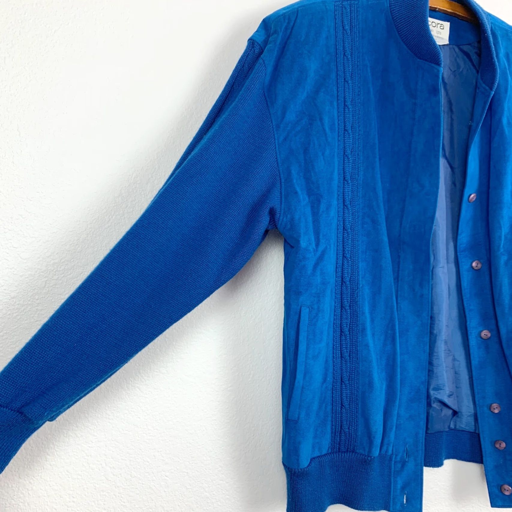 Vintage VINTAGE Ancora Nylon Jacket Blue 80s Faux Suede Button Knit Mid-Length Womens Large XS? Wait cannot add. Size L / US 10 / IT 46 - 3 Thumbnail